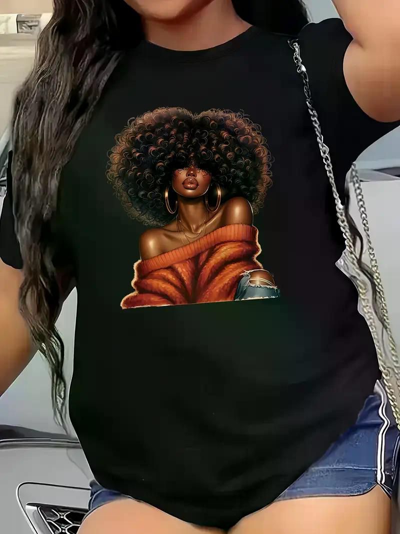 Vibrant Cartoon Character Print Plus Size Women's T-Shirt - Soft Blend, Casual Round Neck Short Sleeve, Machine Washable - Premium Women's T Shirt from Doba - Just $31.60! Shop now at Handbags Specialist Headquarter