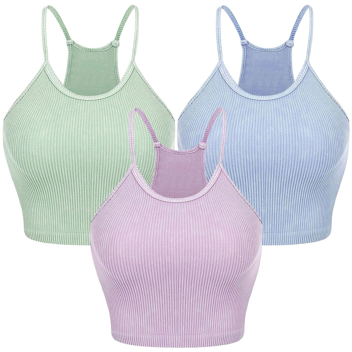 3 Pack Women Crop Basic Tank Top Ribbed Knit Sleeveless Round Neck 9 Color Machine Wash Summer Crop S to XL - Premium Tops from Doba - Just $55.80! Shop now at Handbags Specialist Headquarter