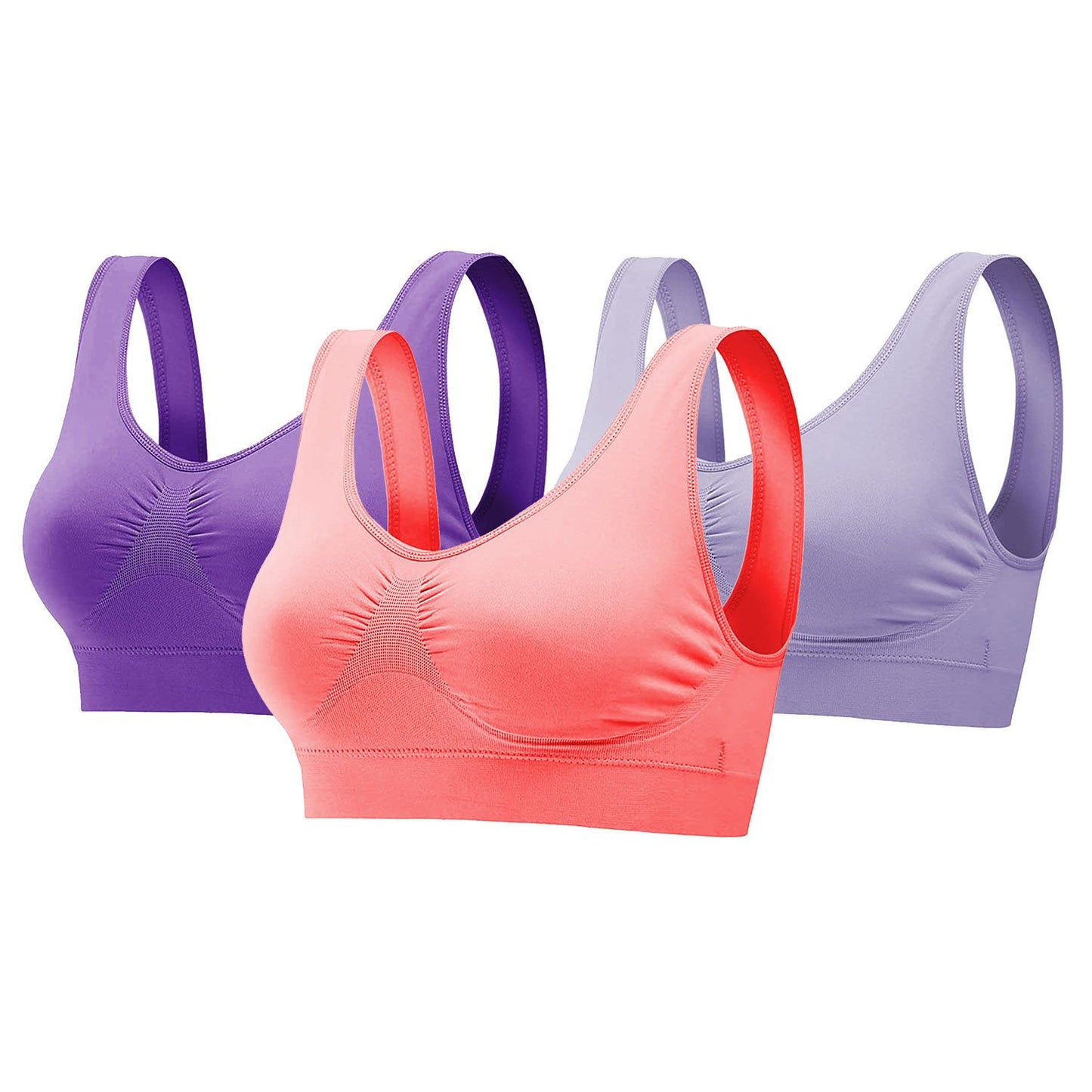 3 Pack Sport Bras For Women Seamless Wire free Bra Light Support Tank Tops For Fitness Workout Sports Yoga Sleep Wearing - Premium Tops from Doba - Just $32.50! Shop now at Handbags Specialist Headquarter