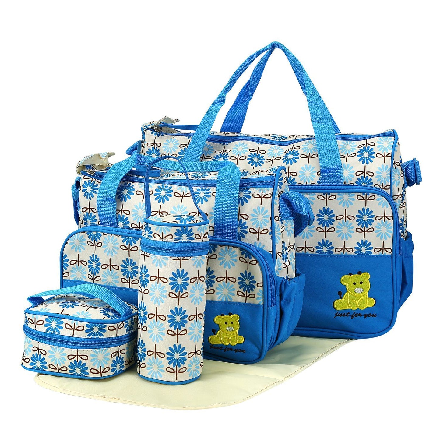 5PCS Baby Nappy Diaper Bags Set Mummy Diaper Shoulder Bags w/ Nappy Changing Pad Insulated Pockets Travel Tote Bags - Premium Tote Bags from Doba - Just $70.62! Shop now at Handbags Specialist Headquarter