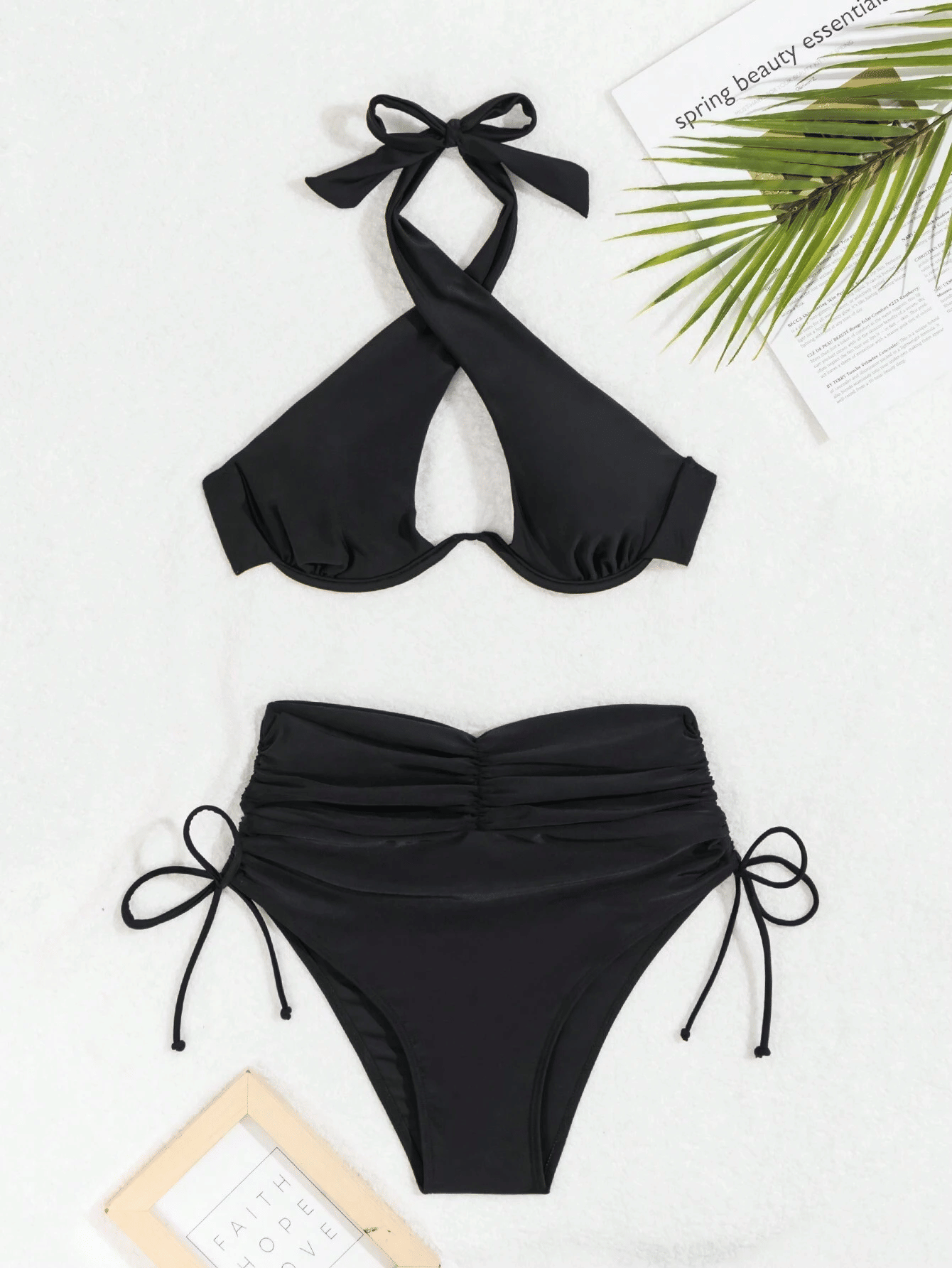 Women's black sexy two-piece quick-dry fabric bikini swimwear - Premium Swimsuit Set from Doba - Just $30.28! Shop now at Handbags Specialist Headquarter
