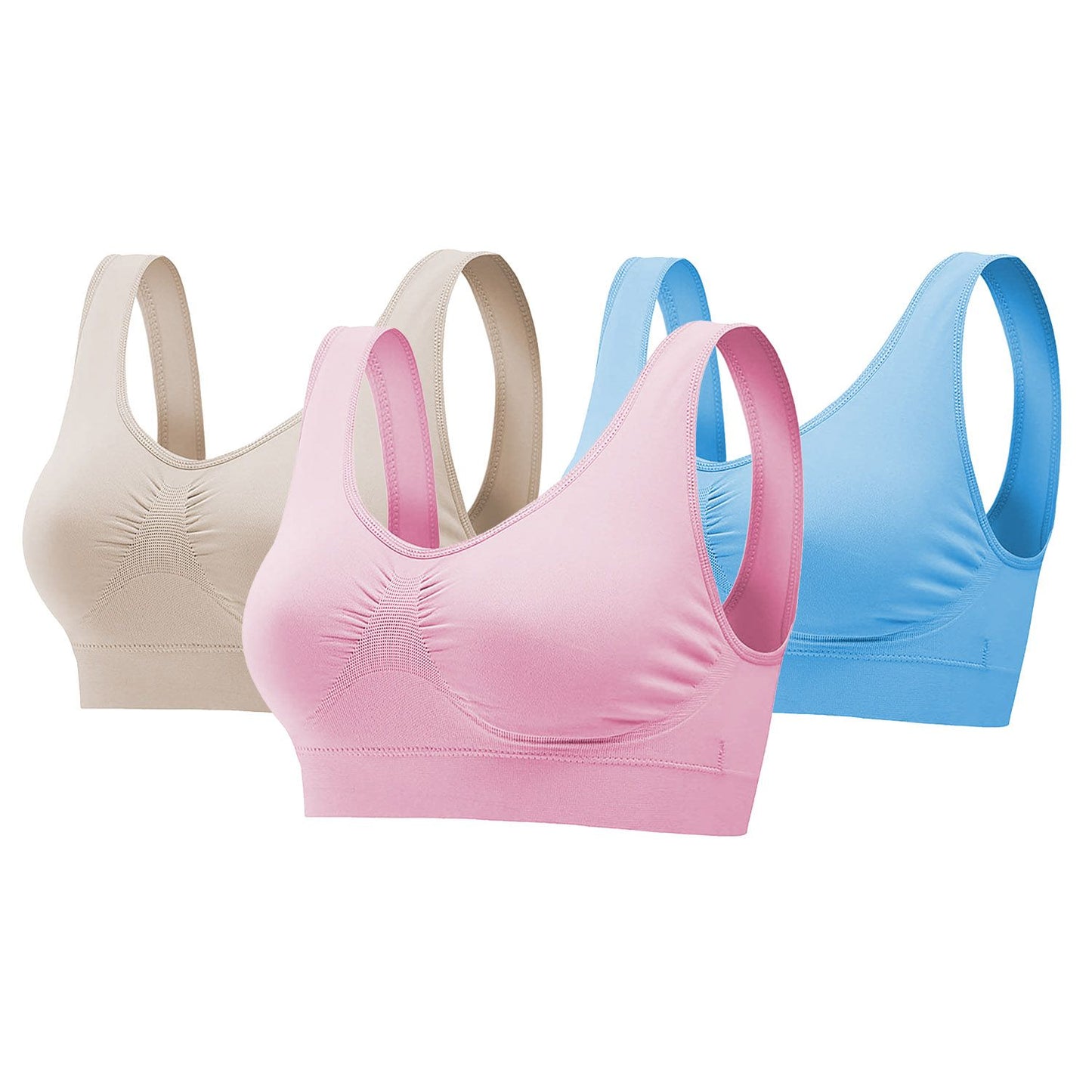 3 Pack Sport Bras For Women Seamless Wire free Bra Light Support Tank Tops For Fitness Workout Sports Yoga Sleep Wearing - Premium Tops from Doba - Just $32.50! Shop now at Handbags Specialist Headquarter