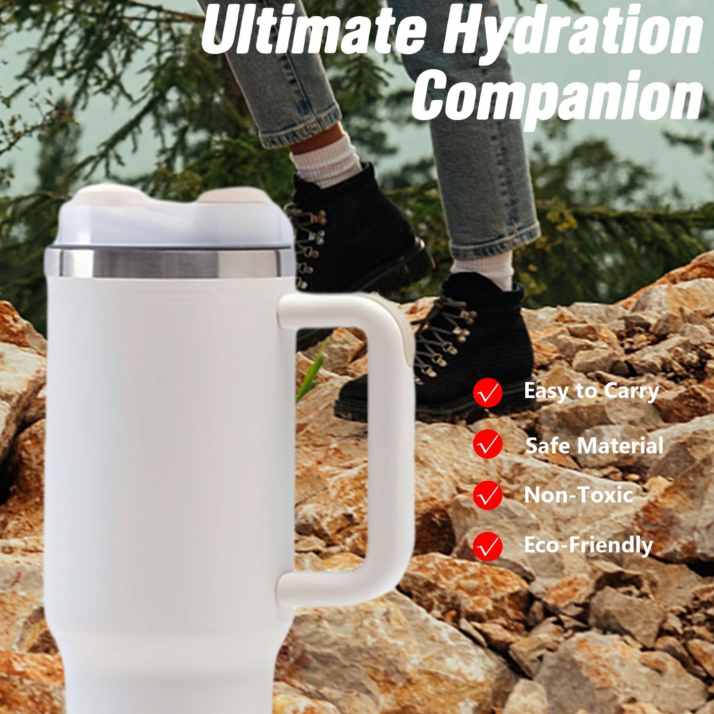 40oz V2 large capacity tumbler, With Handle And Straw Lid, Insulated Reusable Stainless Steel Water Bottles Travel Mug Coffee Cup car cup water cup For Men Women Outdoor Camping Driving, gift - Premium Water Bottles from Doba - Just $31.60! Shop now at Handbags Specialist Headquarter