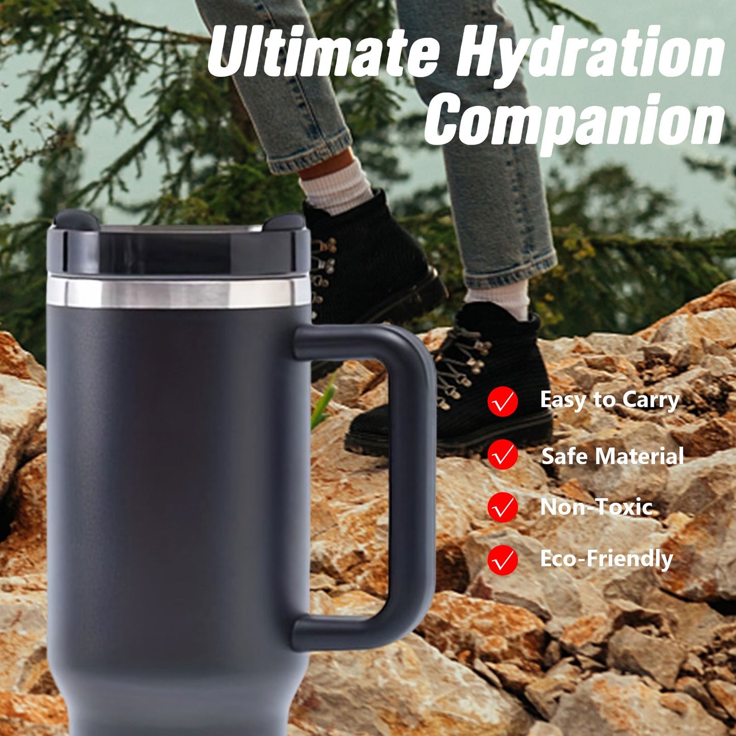 40oz V2 large capacity tumbler, With Handle And Straw Lid, Insulated Reusable Stainless Steel Water Bottles Travel Mug Coffee Cup car cup water cup For Men Women Outdoor Camping Driving, gift - Premium Water Bottles from Doba - Just $31.60! Shop now at Handbags Specialist Headquarter