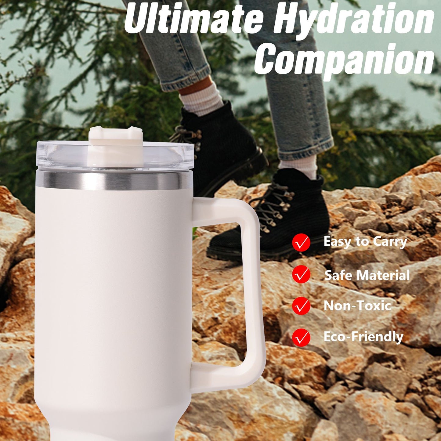 40oz large capacity tumbler, With Handle And Straw Lid, Insulated Reusable Stainless Steel Water Bottles Travel Mug Coffee Cup car cup water cup For Men Women Outdoor Camping Driving, gift - Premium Water Bottles from Doba - Just $31.60! Shop now at Handbags Specialist Headquarter