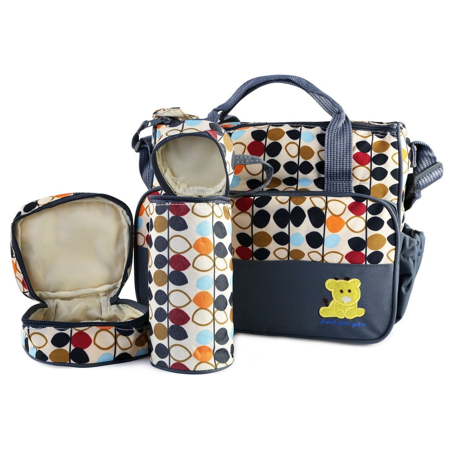 5PCS Baby Nappy Diaper Bags Set Mummy Diaper Shoulder Bags w/ Nappy Changing Pad Insulated Pockets Travel Tote Bags - Premium Tote Bags from Doba - Just $70.62! Shop now at Handbags Specialist Headquarter