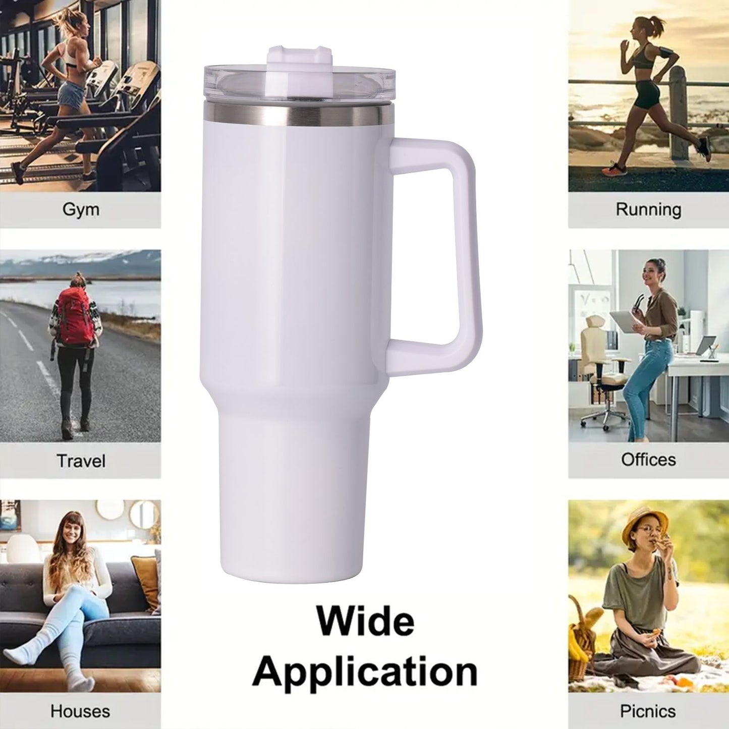 40oz large capacity tumbler With Handle And Straw Lid, Insulated Reusable Stainless Steel Water Bottles Travel Mug Coffee Cup car cup water cup For Men Women Outdoor Camping Driving, gift - Premium Water Bottles from Doba - Just $31.60! Shop now at Handbags Specialist Headquarter