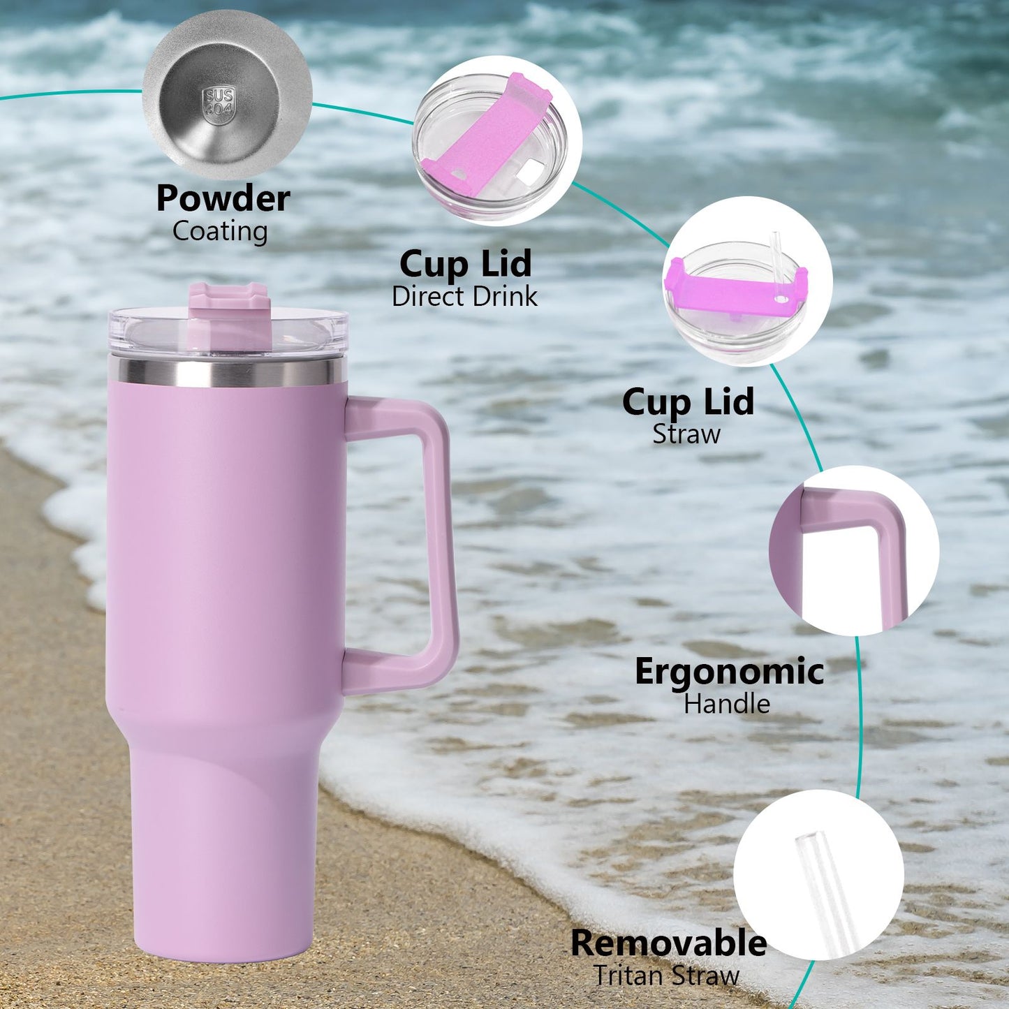 40oz large capacity tumbler, With Handle And Straw Lid, Insulated Reusable Stainless Steel Water Bottles Travel Mug Coffee Cup car cup water cup For Men Women Outdoor Camping Driving, gift - Premium Water Bottles from Doba - Just $31.60! Shop now at Handbags Specialist Headquarter