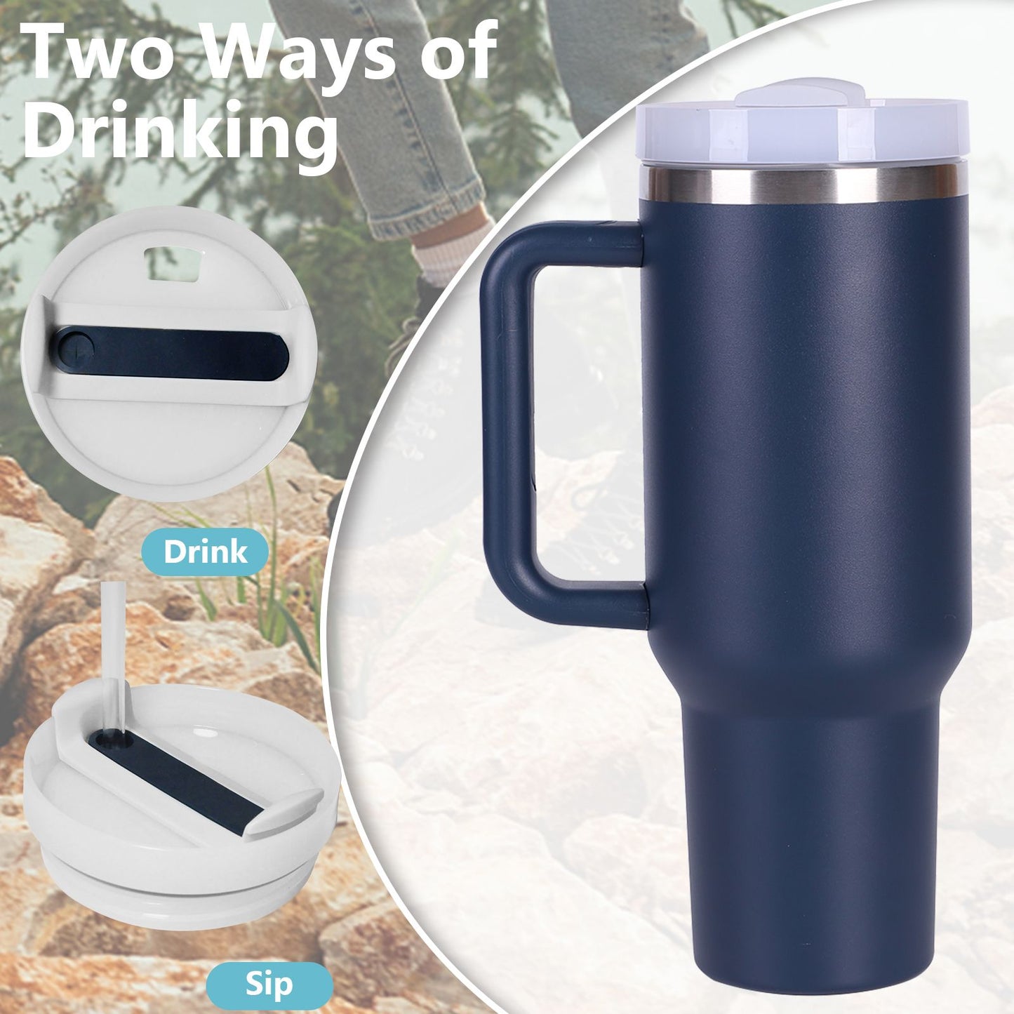 40oz V2 large capacity tumbler, With Handle And Straw Lid, Insulated Reusable Stainless Steel Water Bottles Travel Mug Coffee Cup car cup water cup For Men Women Outdoor Camping Driving, gift - Premium Water Bottles from Doba - Just $31.60! Shop now at Handbags Specialist Headquarter