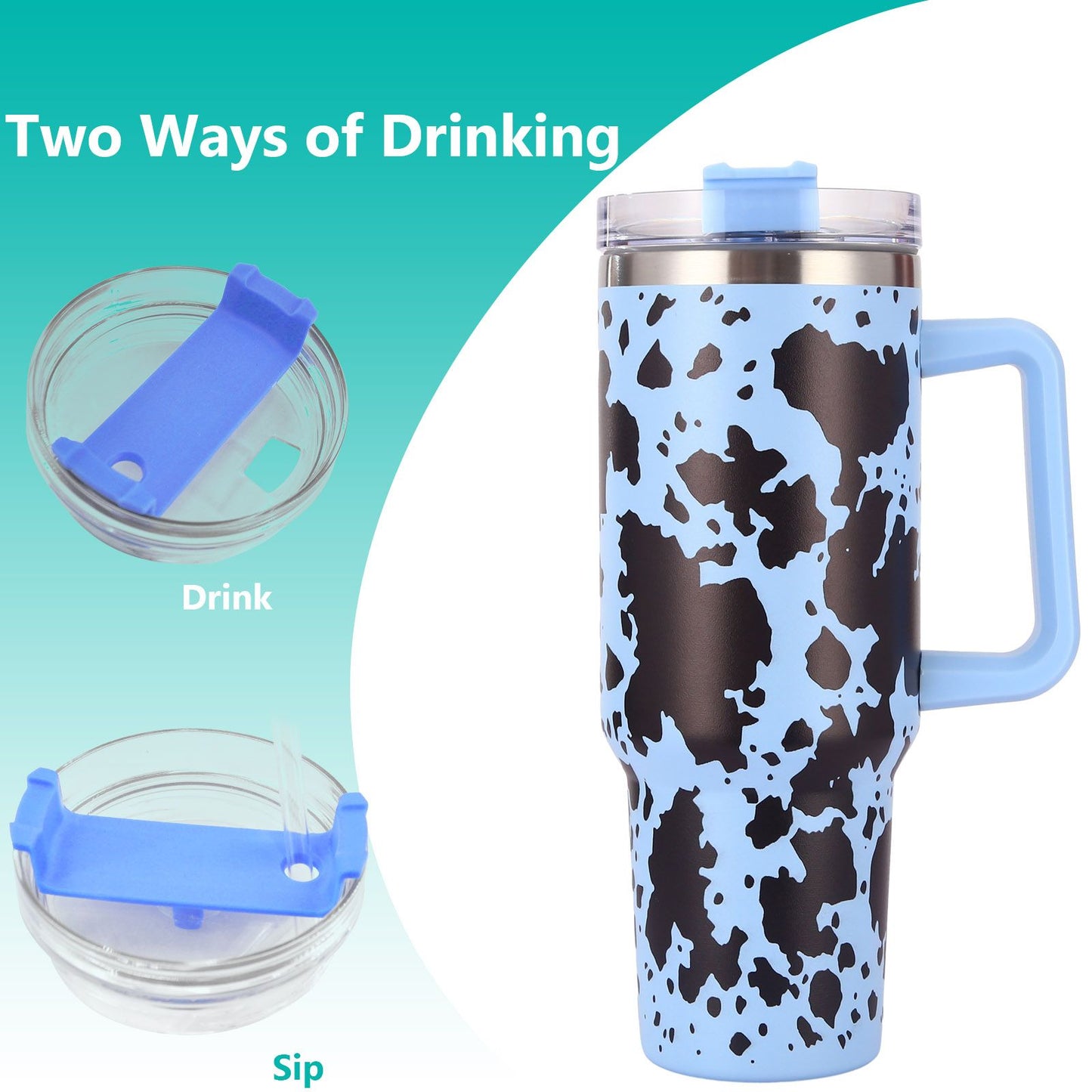 40oz 5D cowprint Insulated Tumbler With Handle And Straw Lid Portable Large Capacity water bottle, Heat preservation,304 Stainless Steel Cup For Outdoor Sports, Travel & Camping Birthday Gift - Premium Water Bottles from Doba - Just $39.48! Shop now at Handbags Specialist Headquarter