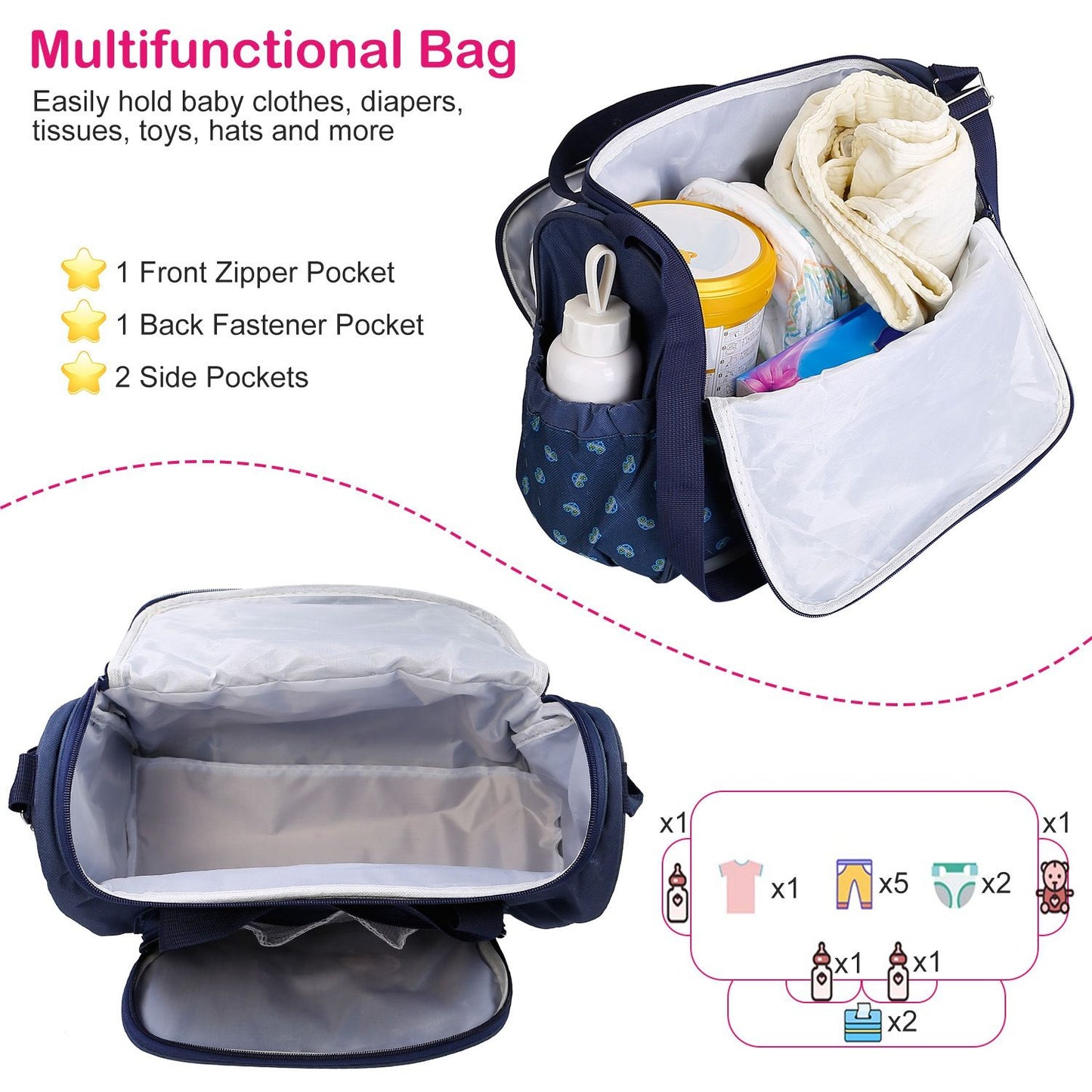4Pcs Diaper Bag Tote Set Baby Napping Changing Bag Shoulder Mummy Bag with Diaper Changing Pad - Premium Diaper Bags Set from Doba - Just $79.65! Shop now at Handbags Specialist Headquarter