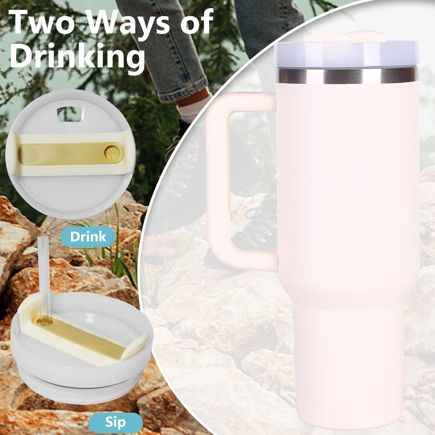 40oz V2 large capacity tumbler, With Handle And Straw Lid, Insulated Reusable Stainless Steel Water Bottles Travel Mug Coffee Cup car cup water cup For Men Women Outdoor Camping Driving, gift - Premium Water Bottles from Doba - Just $31.60! Shop now at Handbags Specialist Headquarter
