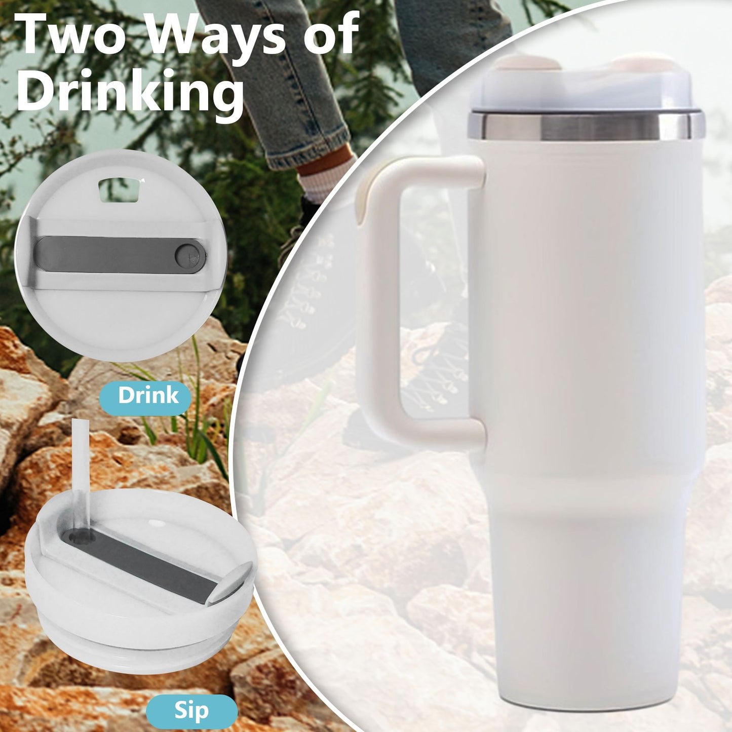 40oz V2 large capacity tumbler, With Handle And Straw Lid, Insulated Reusable Stainless Steel Water Bottles Travel Mug Coffee Cup car cup water cup For Men Women Outdoor Camping Driving, gift - Premium Water Bottles from Doba - Just $31.60! Shop now at Handbags Specialist Headquarter