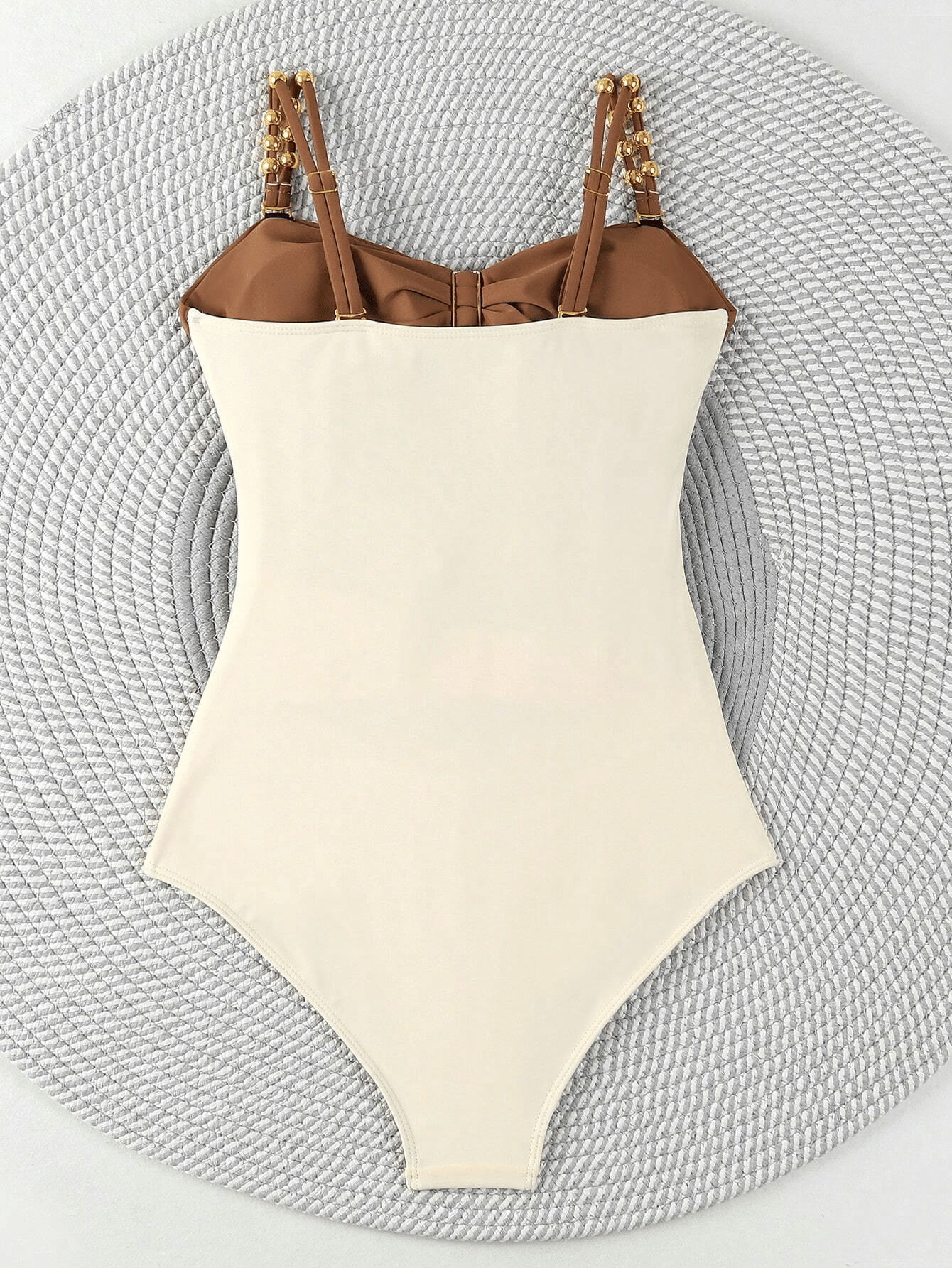 Women's one-piece patchwork color camisole swimsuit metal design - Premium Swimsuit Set from Doba - Just $29.98! Shop now at Handbags Specialist Headquarter