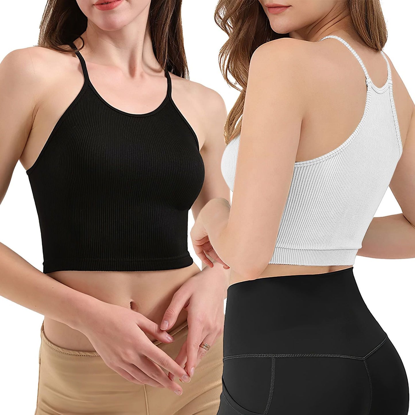 3 Pack Women Crop Basic Tank Top Ribbed Knit Sleeveless Round Neck 9 Color Machine Wash Summer Crop S to XL - Premium Tops from Doba - Just $55.80! Shop now at Handbags Specialist Headquarter