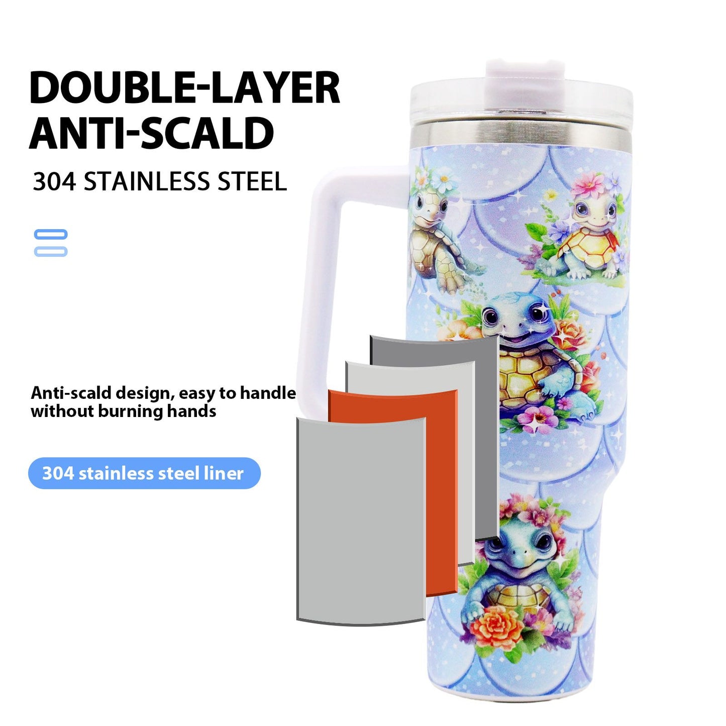 1pc 40oz Water Bottles,5D Little Turtle Series Tumbler,Large Capacity Stainless Steel Tumbler Insulation Cup With Lid And Straw For Women,Camping,Driving,skiing,Thermocoolers.Best Gift - Premium Water Bottles from Doba - Just $31.60! Shop now at Handbags Specialist Headquarter