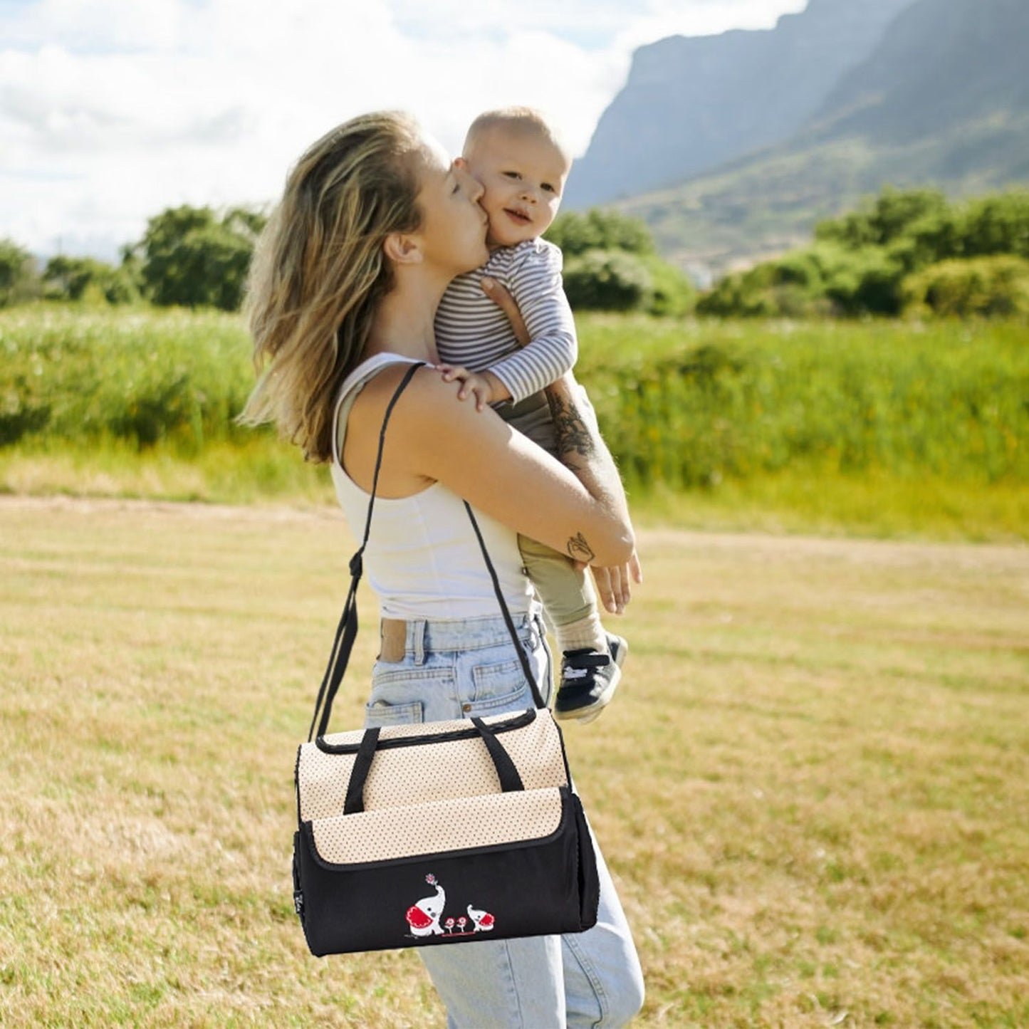 11Pcs Baby Nappy Diaper Bags Set for Mom Dad Mummy Shoulder Bags Multifunctional Diaper Handbags with Food Bag Bottle Bag Diaper Pad Burp Cloth 2 Hook Straps - Premium Diaper Bags Set from Doba - Just $112.54! Shop now at Handbags Specialist Headquarter