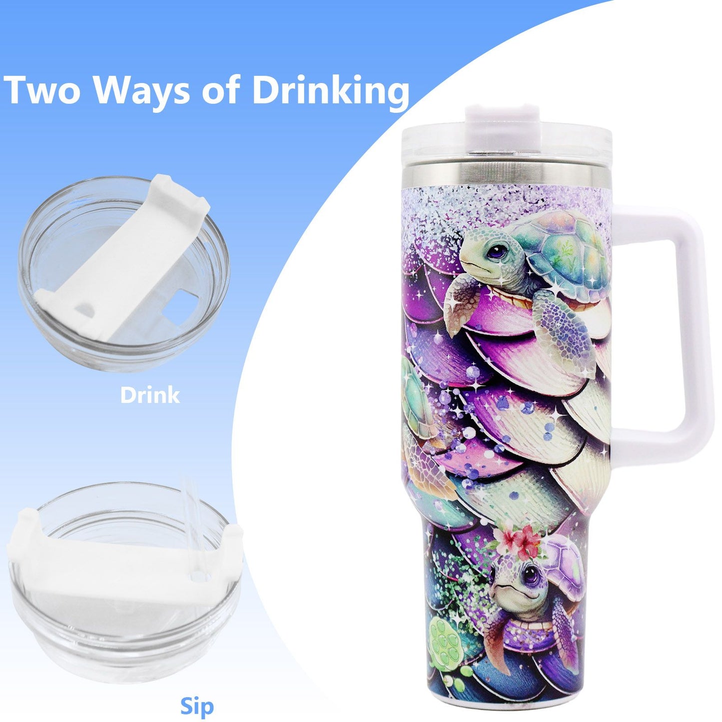 1pc 40oz Water Bottles,5D Little Turtle Series Tumbler,Large Capacity Stainless Steel Tumbler Insulation Cup With Lid And Straw For Women,Camping,Driving,skiing,Thermocoolers.Best Gift - Premium Water Bottles from Doba - Just $31.60! Shop now at Handbags Specialist Headquarter