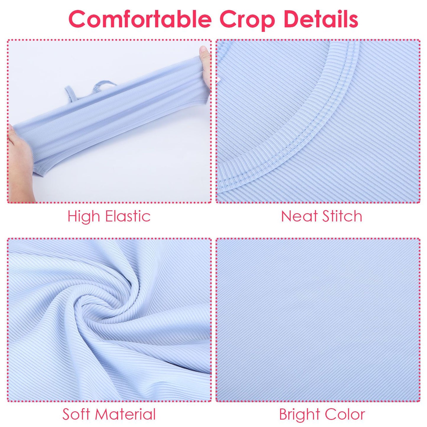 3 Pack Women Crop Basic Tank Top Ribbed Knit Sleeveless Round Neck 9 Color Machine Wash Summer Crop S to XL - Premium Tops from Doba - Just $55.80! Shop now at Handbags Specialist Headquarter