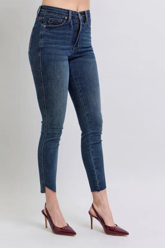 Judy Blue Full Size High Waist Tummy Control Step Hem Skinny Jeans Plus Size - Premium Women / Jeans & Denim from Trendsi - Just $61.99! Shop now at Handbags Specialist Headquarter