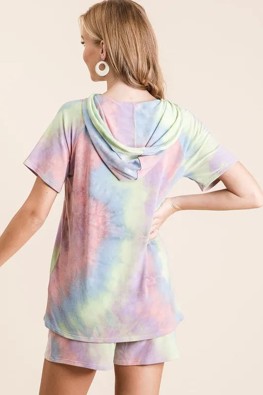 BiBi Tie Dye French Terry Hoodie Top and Bottom Set - Premium from Trendsi - Just $19.99! Shop now at Handbags Specialist Headquarter
