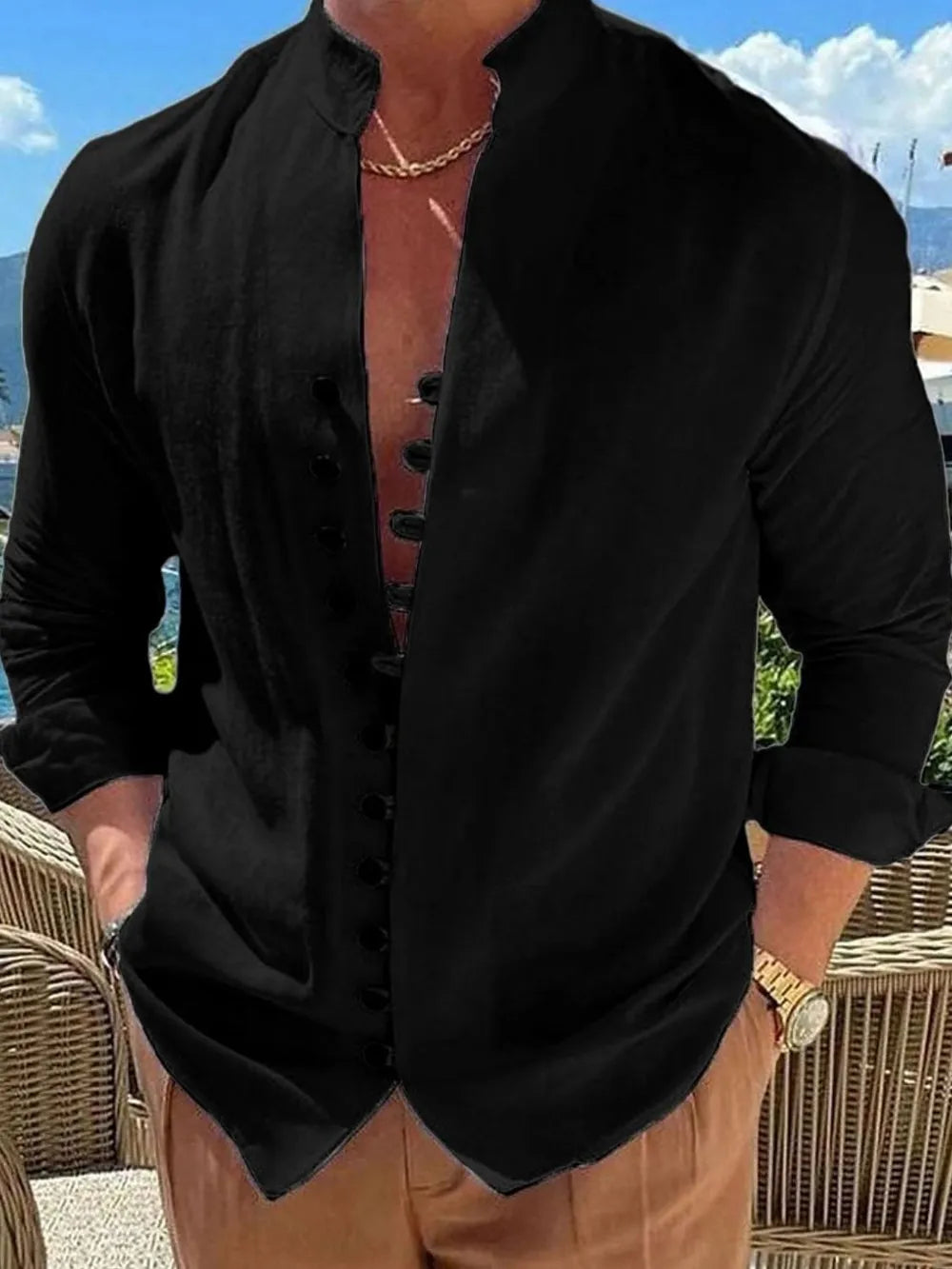 Men's Full Size Button Front Long Sleeve Shirt Plus Size - Premium Men's Shirt's from Trendsi - Just $26.08! Shop now at Handbags Specialist Headquarter