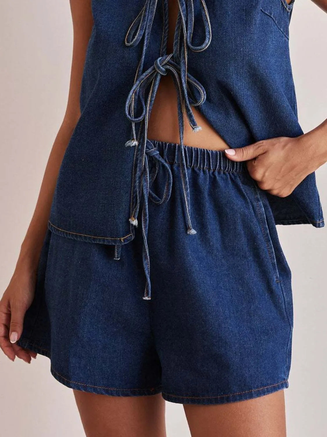 Elastic Waist Denim Shorts - Premium Women / Jeans & Denim from Trendsi - Just $24.42! Shop now at Handbags Specialist Headquarter