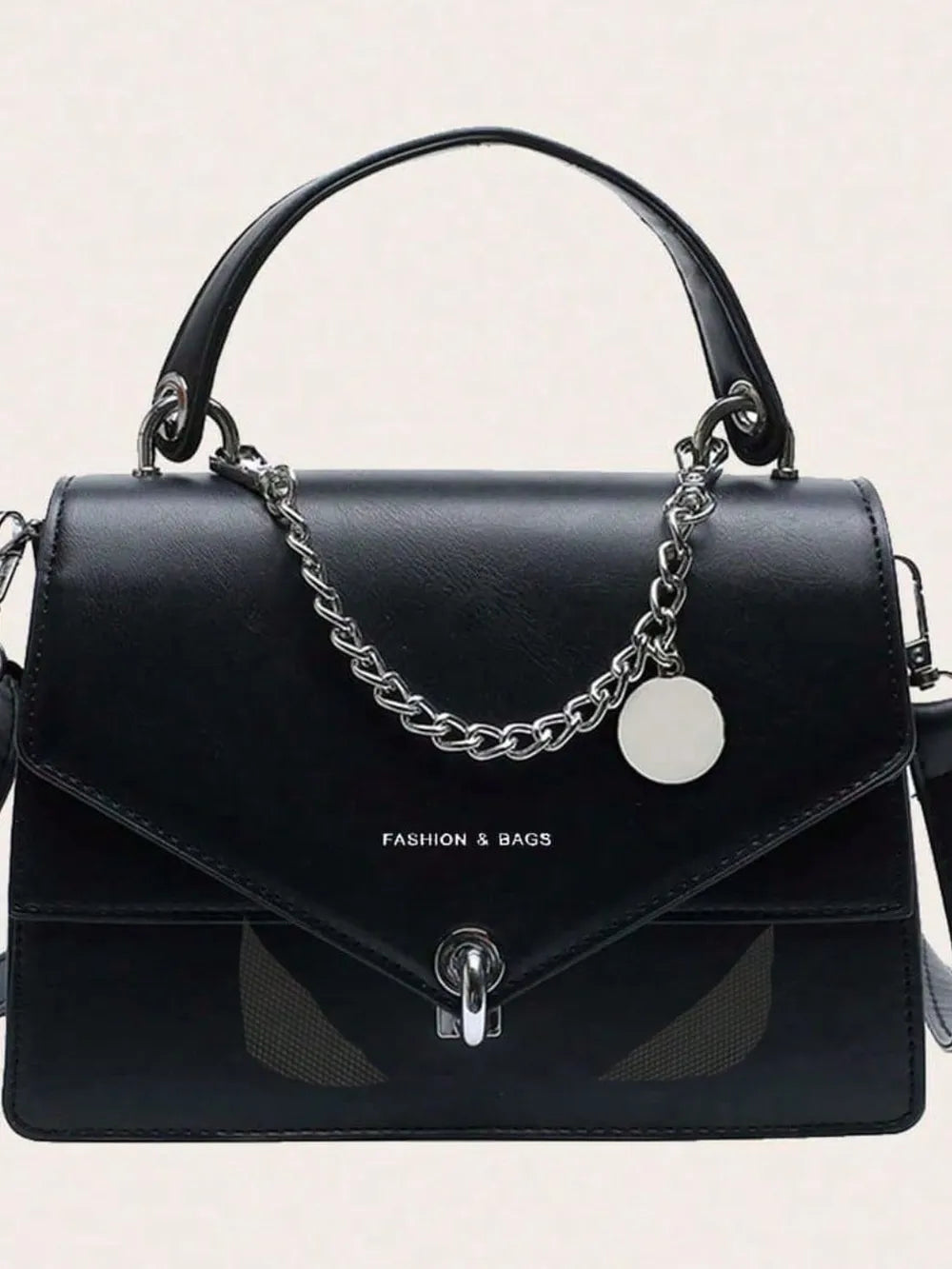 Chain PU Leather Detachable Shoulder Strap Handbag - Premium handbags from Trendsi - Just $31.99! Shop now at Handbags Specialist Headquarter