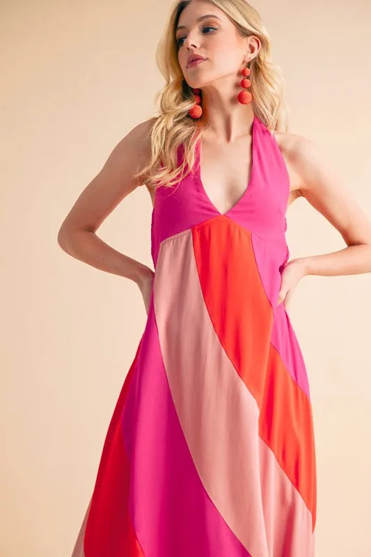 Aemi+Co Color Block Sleeveless Maxi Dress - Premium Maxi Dress from Trendsi - Just $57.99! Shop now at Handbags Specialist Headquarter