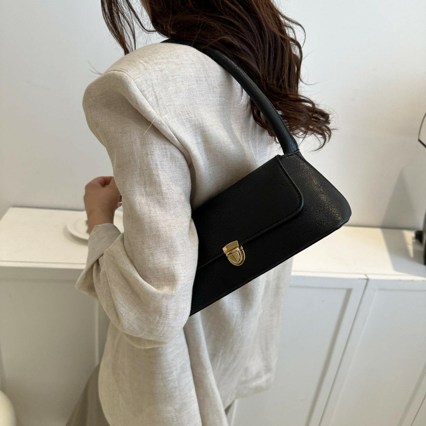 PU Leather Shoulder Bag.