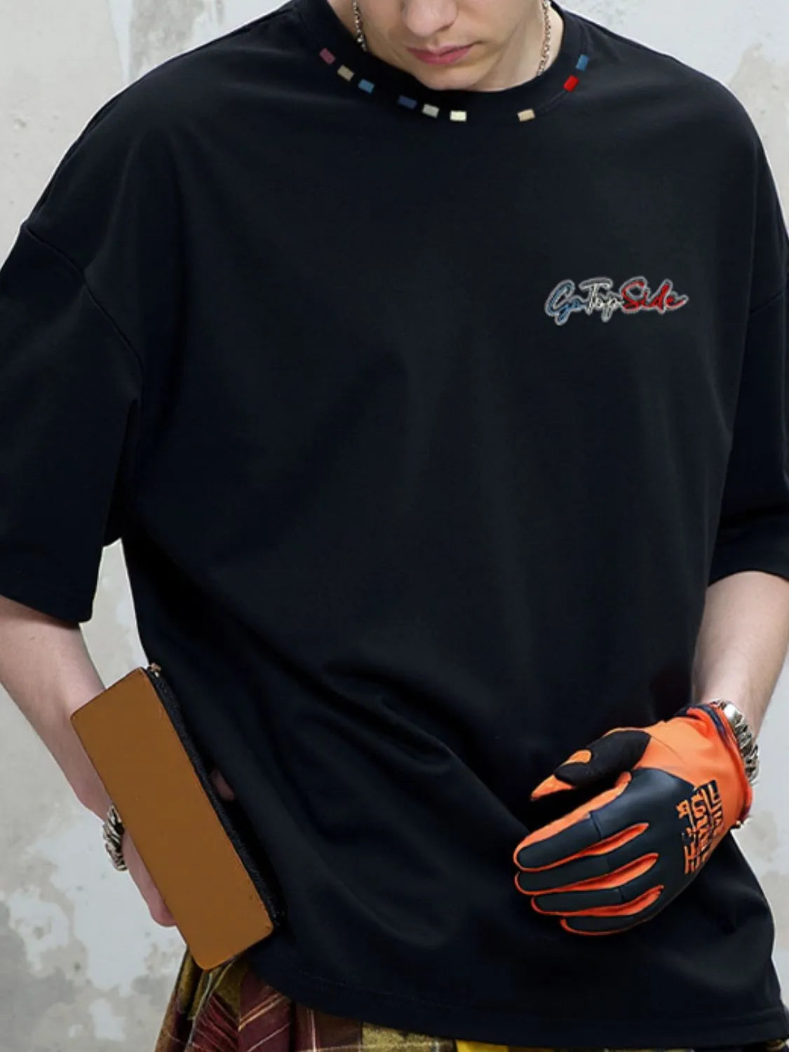 Men's Plus Size Embroidered Round Neck Half Sleeve T-Shirt - Premium Men's T Shirt from Trendsi - Just $29.64! Shop now at Handbags Specialist Headquarter