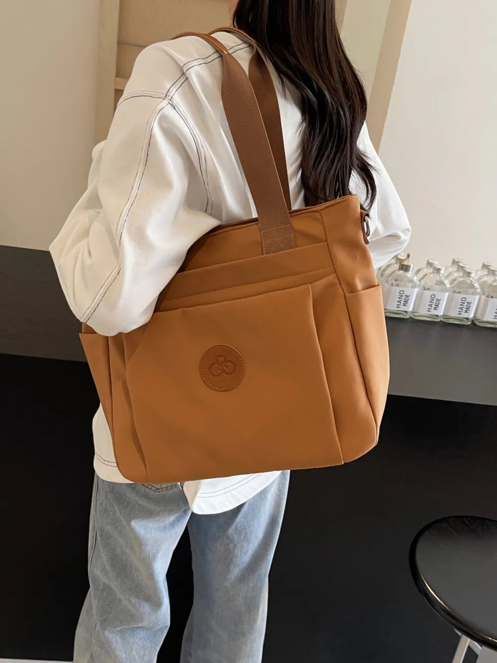 Nylon Solid Color Tote Bag - Premium Tote Bag from Trendsi - Just $31.99! Shop now at Handbags Specialist Headquarter