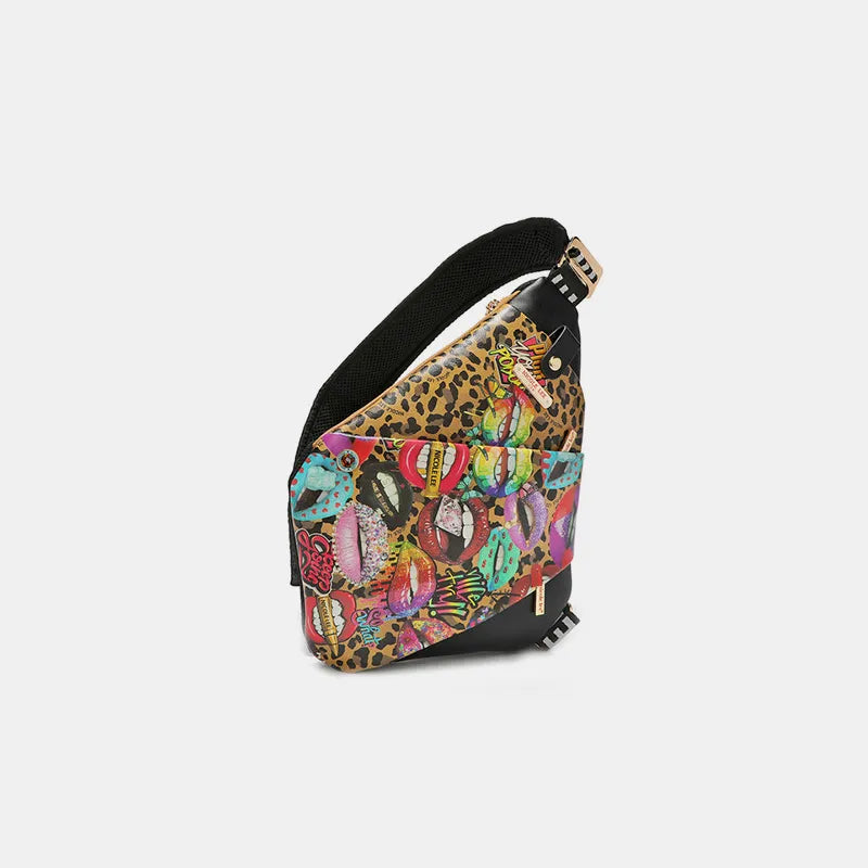 Nicole Lee USA Vegan Leather Leopard & Lip Pattern Crossbody Bag - Premium Wallet from Trendsi - Just $53.99! Shop now at Handbags Specialist Headquarter