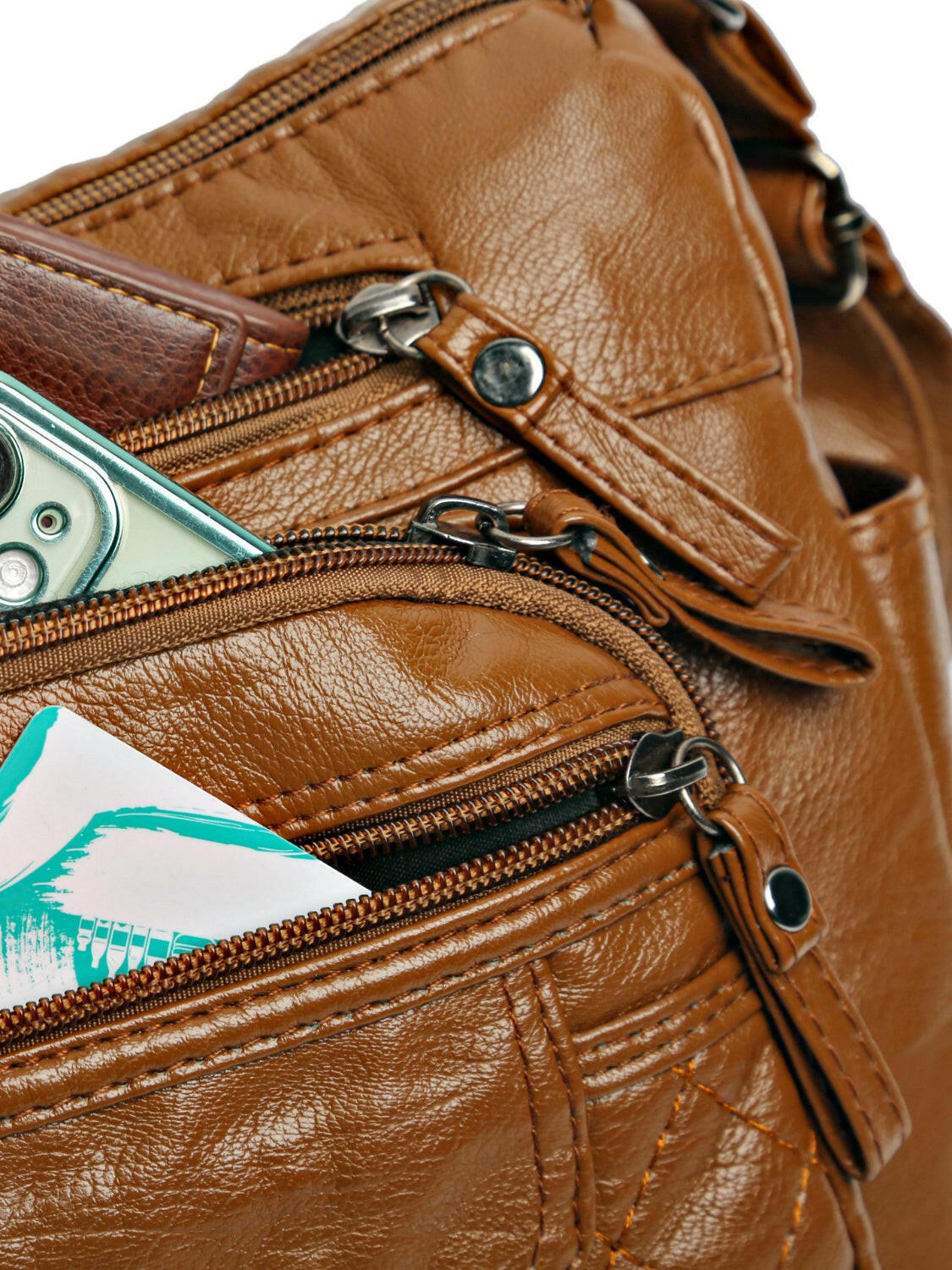 PU Leather Multi Pockets Adjustable Strap Shoulder Bag.