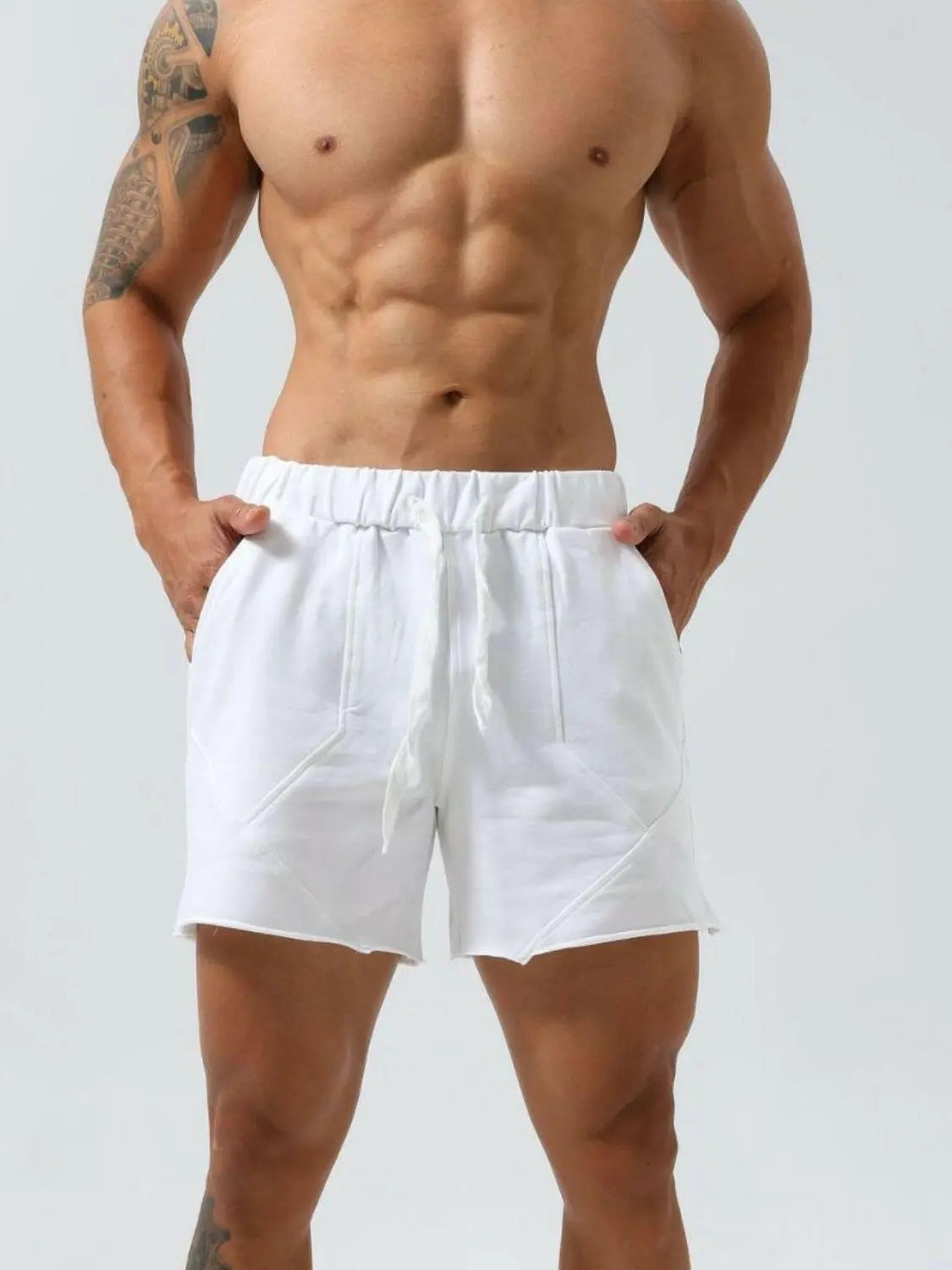 Men's Plus Size Drawstring Elastic Waist Shorts.