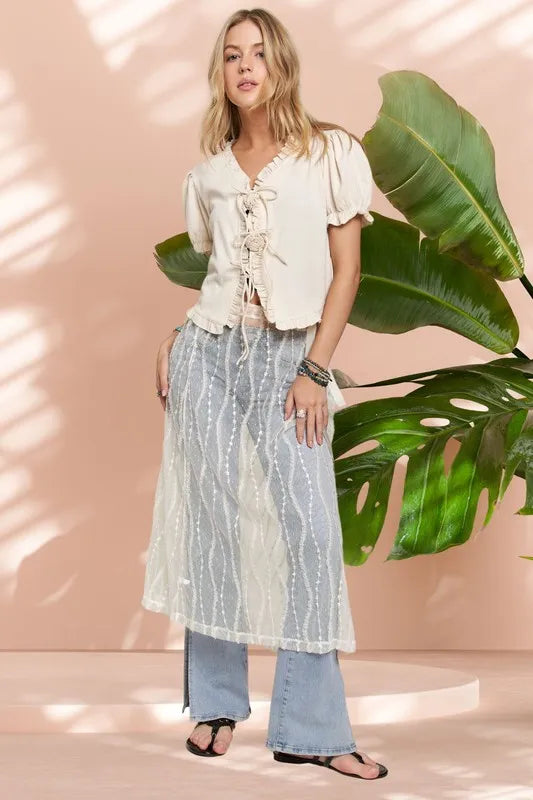 ADORA Sheer Layered Mesh Cover-Up Skirt - Premium Skirts from Trendsi - Just $26.99! Shop now at Handbags Specialist Headquarter