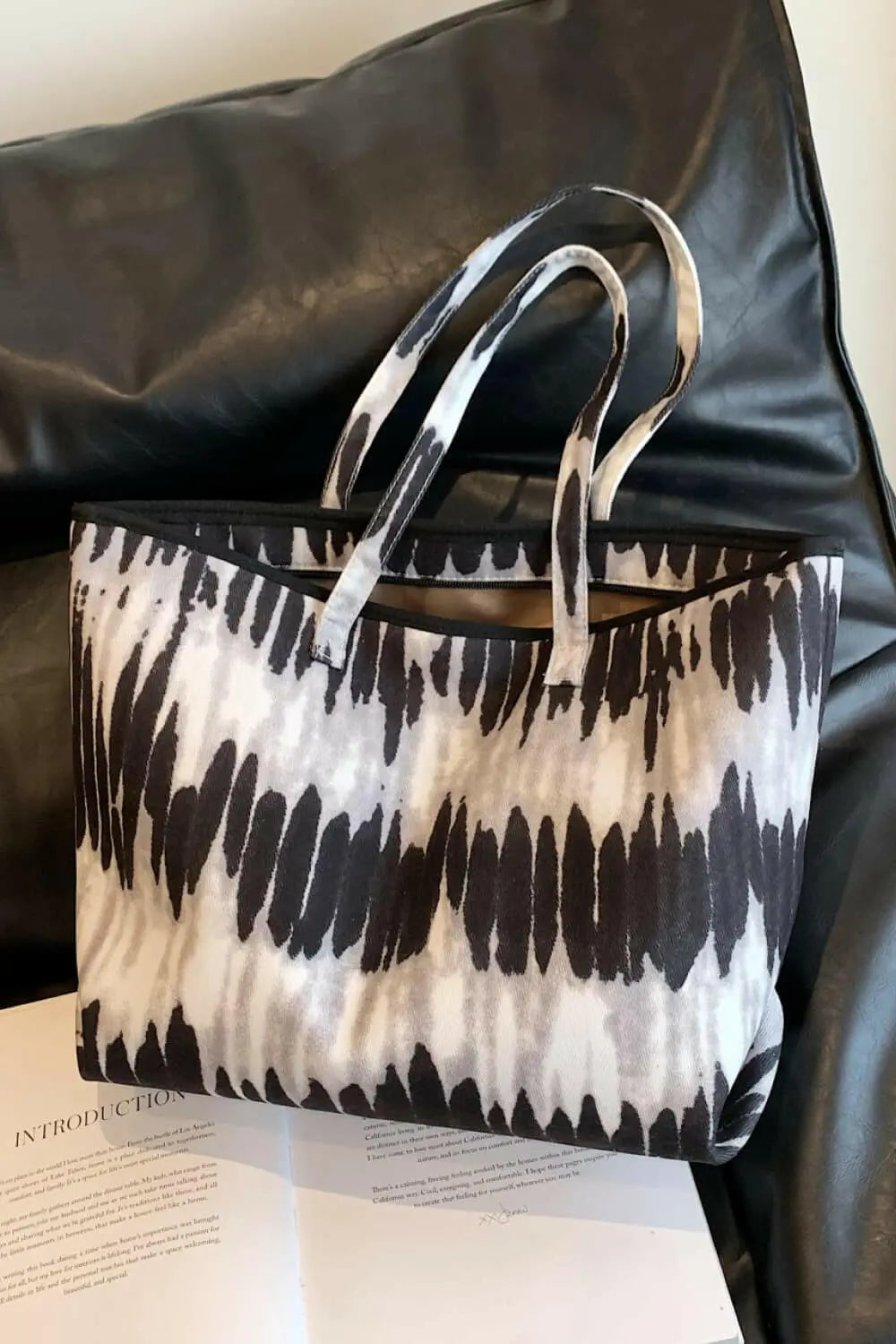 Printed PU Leather Tote Bag.