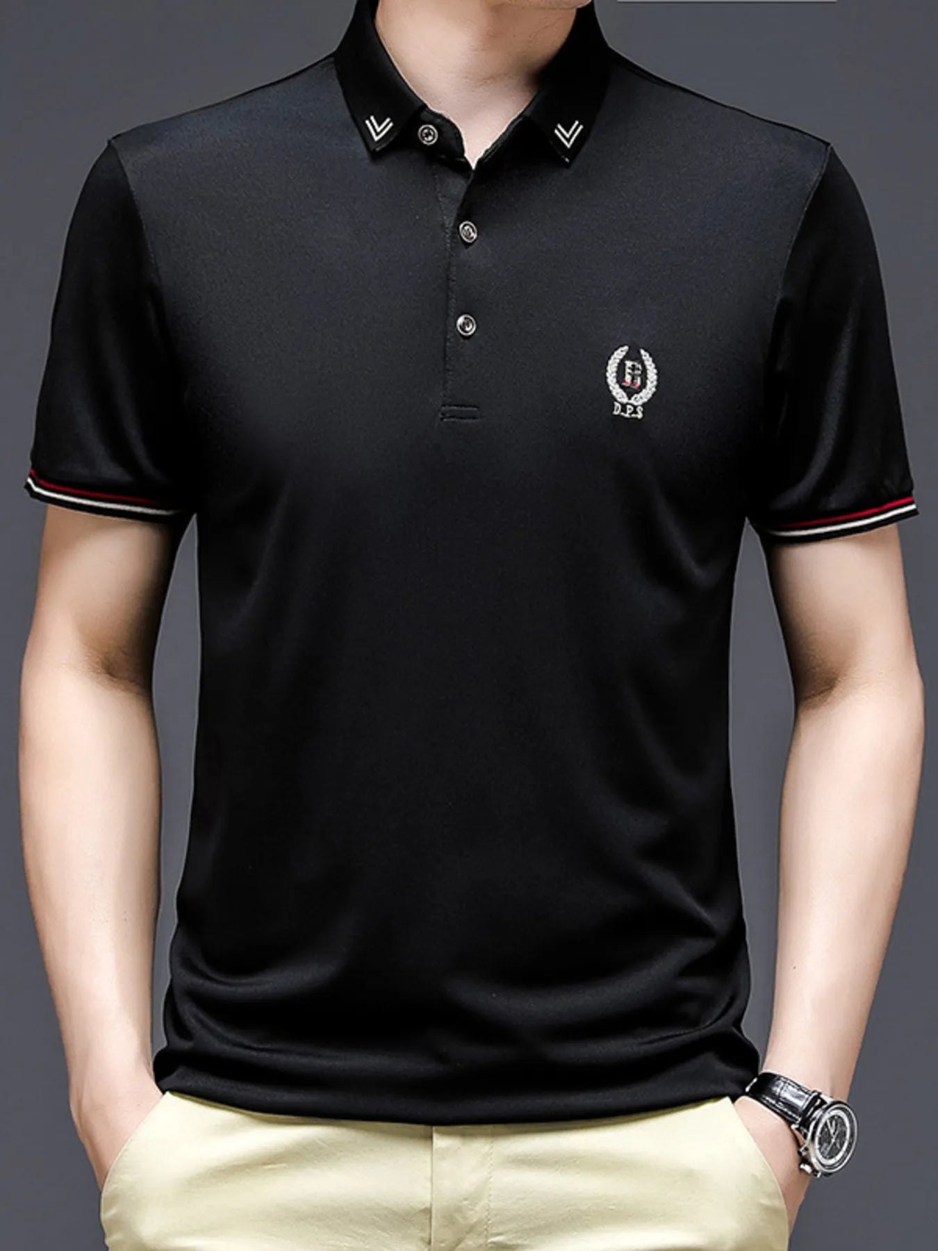 Men's Plus Size Short Sleeve Collar Polo Shirt - Premium Men's Polo shirt from Trendsi - Just $36.99! Shop now at Handbags Specialist Headquarter