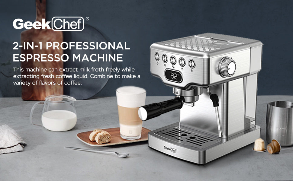GeekCraft 20-Bar Espresso & Milk Frother Station