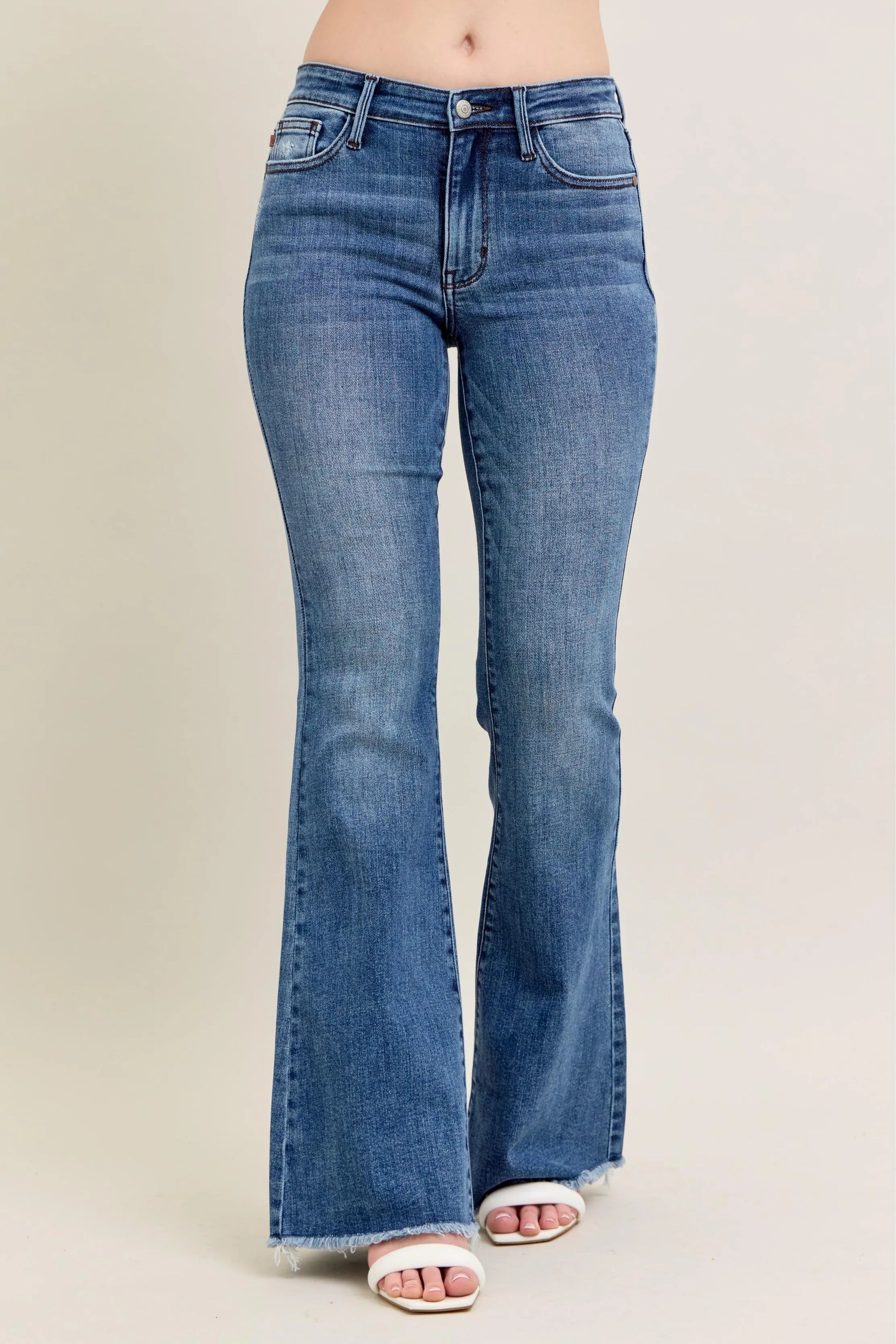 Judy Blue Full Size Mr Vintage Wash Flare Jeans W/ Destroy and Fray Hem Plus Size - Premium Women / Jeans & Denim from Trendsi - Just $69.99! Shop now at Handbags Specialist Headquarter