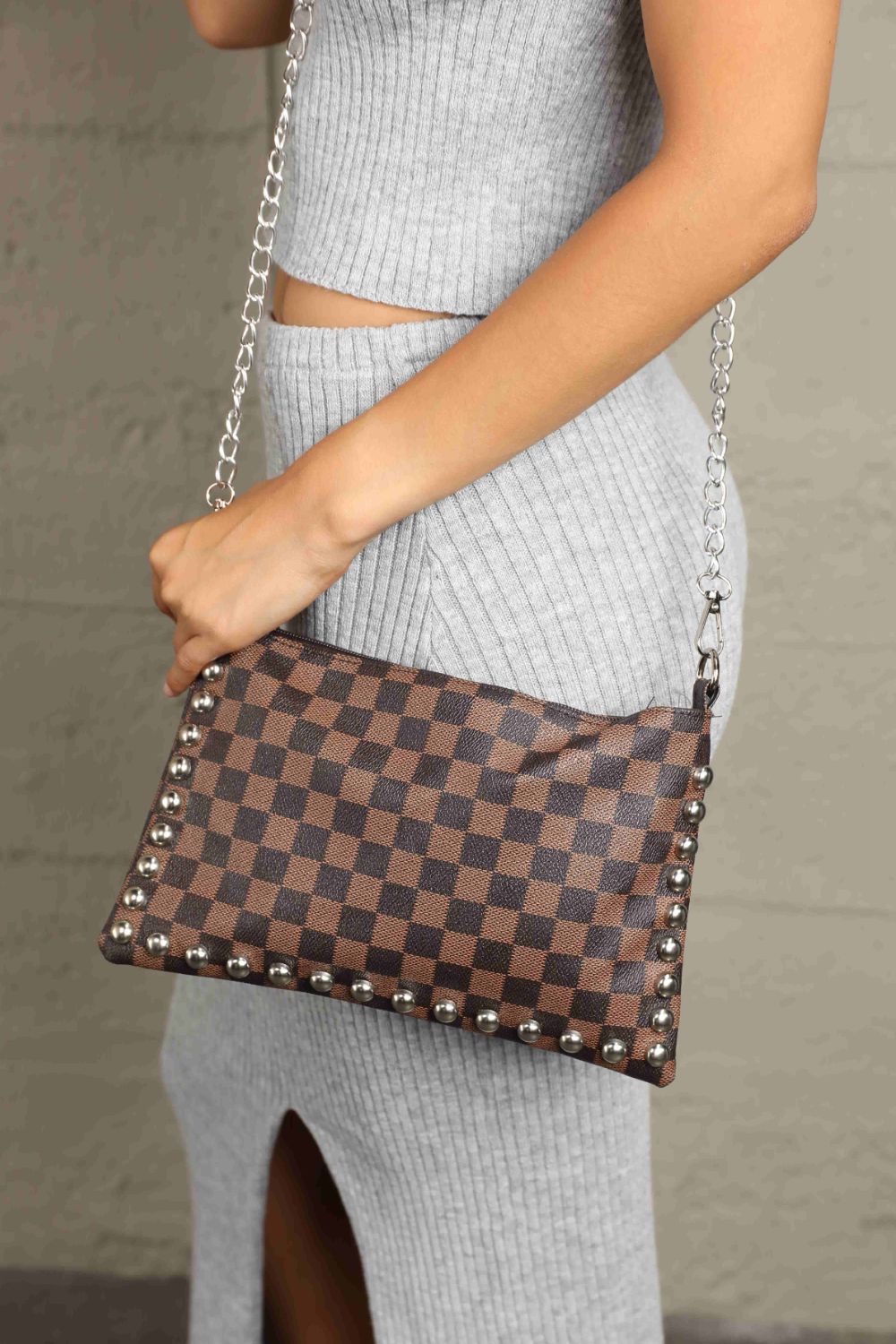 Adored PU Leather Studded Shoulder Bag - Premium handbags from Trendsi - Just $24.99! Shop now at Handbags Specialist Headquarter