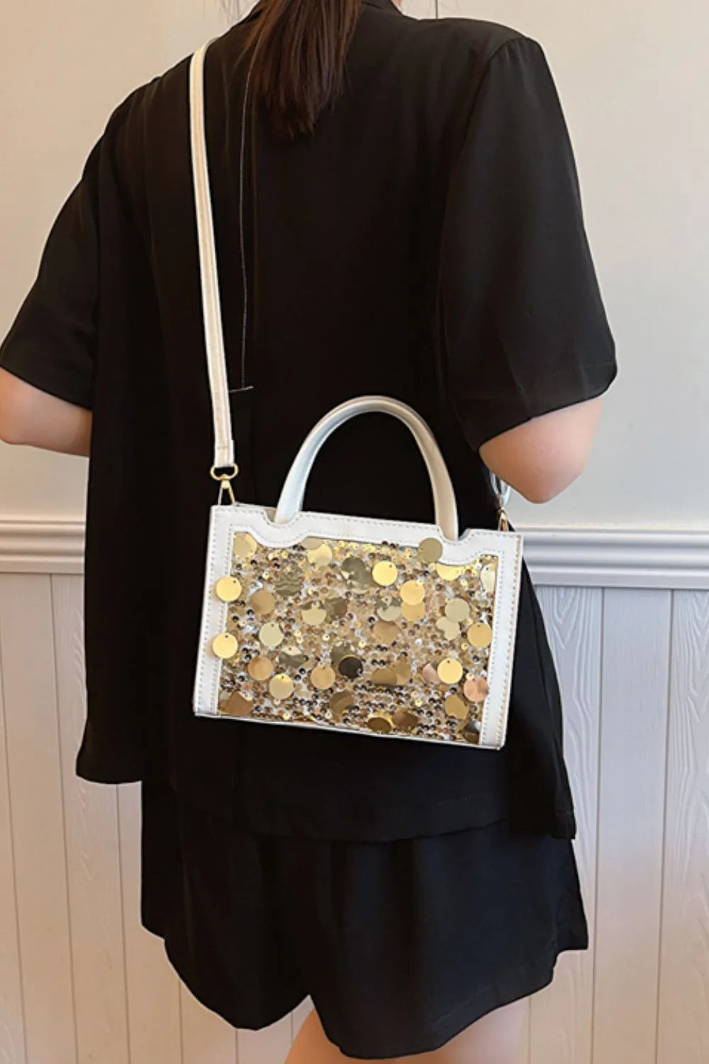 PU Leather Sequin Handbag - Premium handbags from Trendsi - Just $29.99! Shop now at Handbags Specialist Headquarter