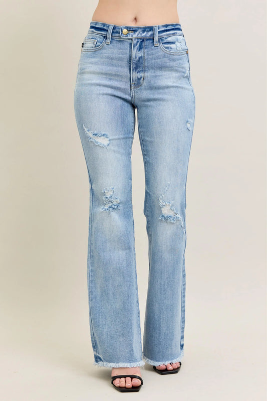 Judy Blue Full Size Hw Flare Jeans W/ Shield Pockets Plus Size - Premium Women / Jeans & Denim from Trendsi - Just $68.99! Shop now at Handbags Specialist Headquarter