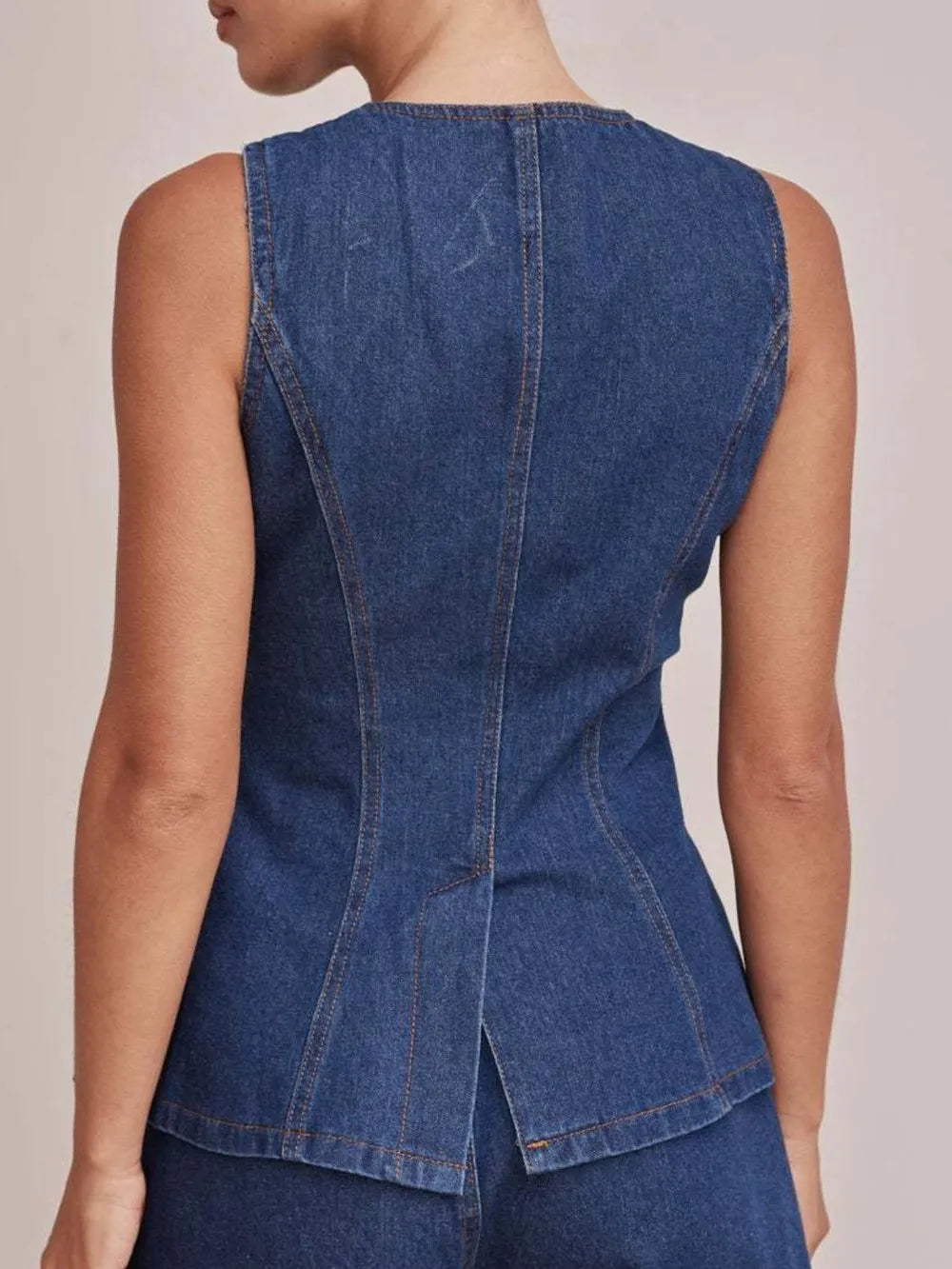 Button Down Denim Vest - Premium Women / Jeans & Denim from Trendsi - Just $34.56! Shop now at Handbags Specialist Headquarter