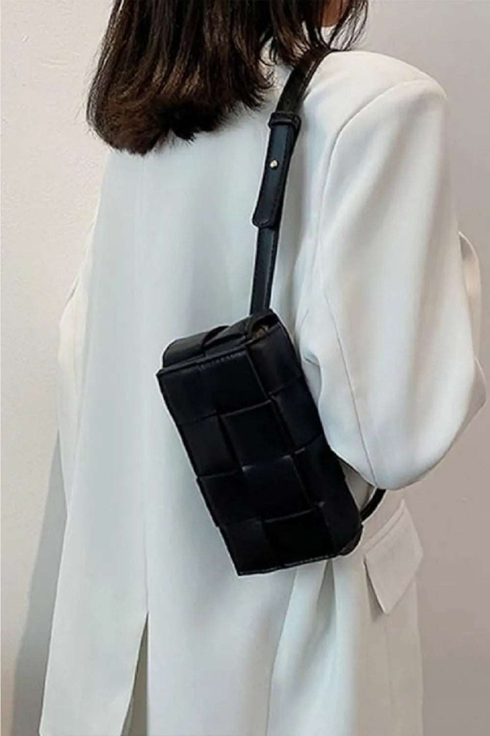 Zenana Vegan Leather Woven Crossbody Bag - Premium Crossbody Bag from Trendsi - Just $31.99! Shop now at Handbags Specialist Headquarter