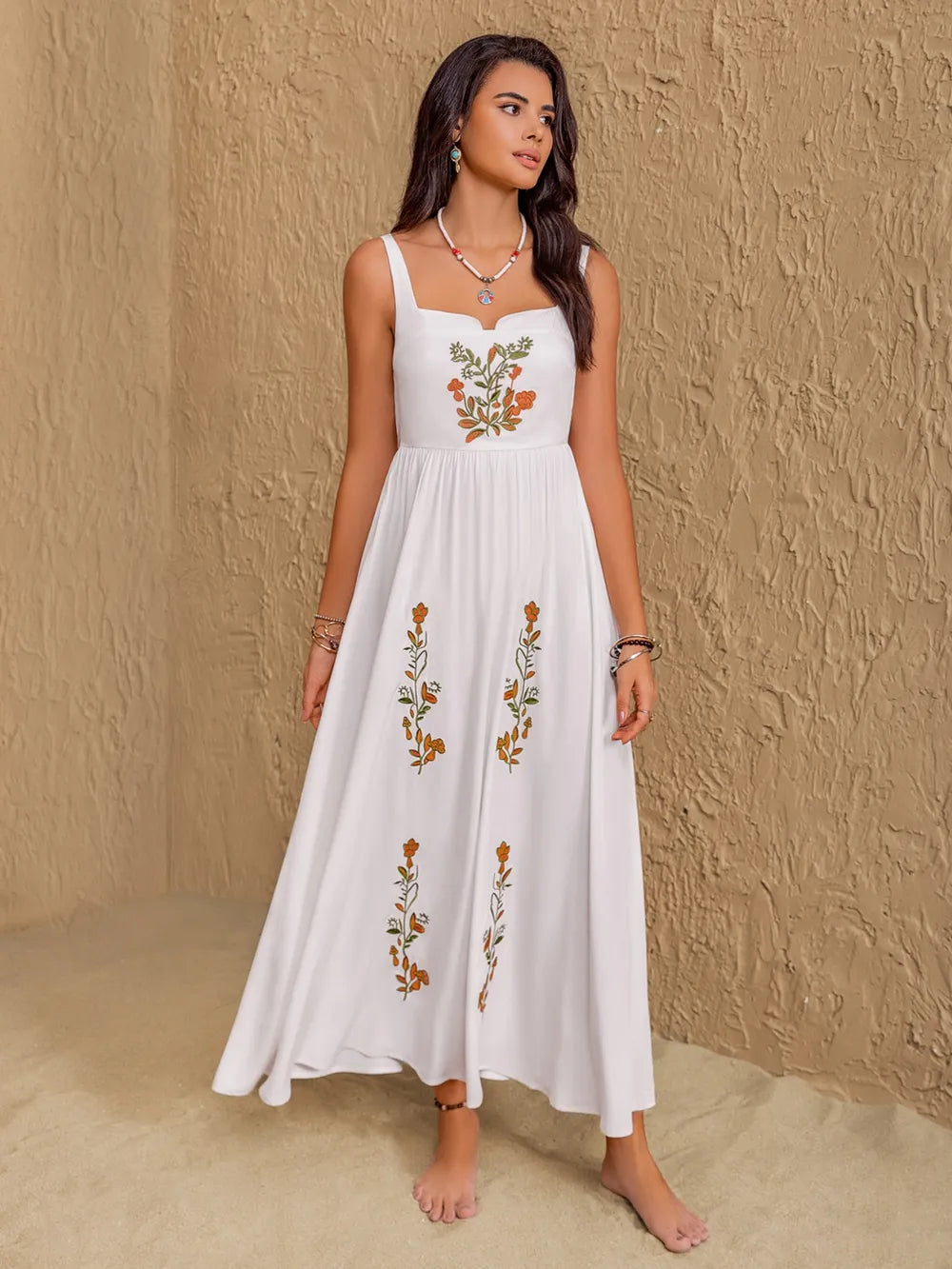 Floral Embroidered Sleeveless Maxi Dress - Premium Maxi Dress from Trendsi - Just $52.99! Shop now at Handbags Specialist Headquarter