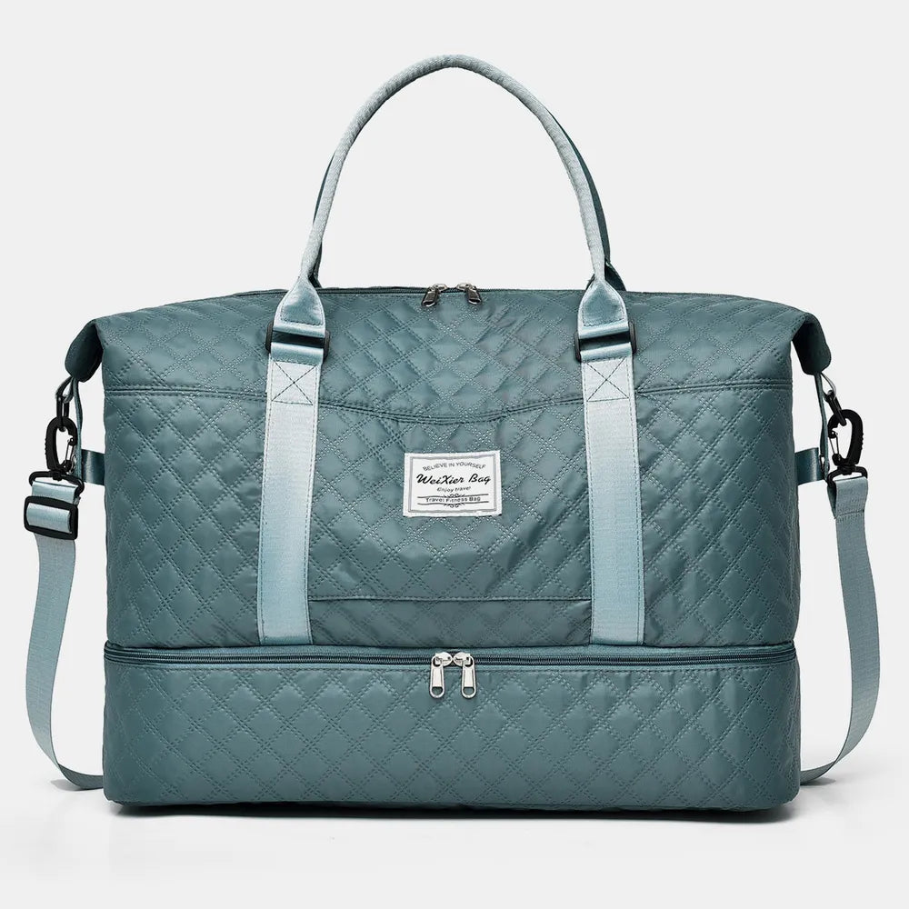 Diamond Grid Oxford Cloth Oversize Travel Bag - Premium travel-bag from Trendsi - Just $44.99! Shop now at Handbags Specialist Headquarter