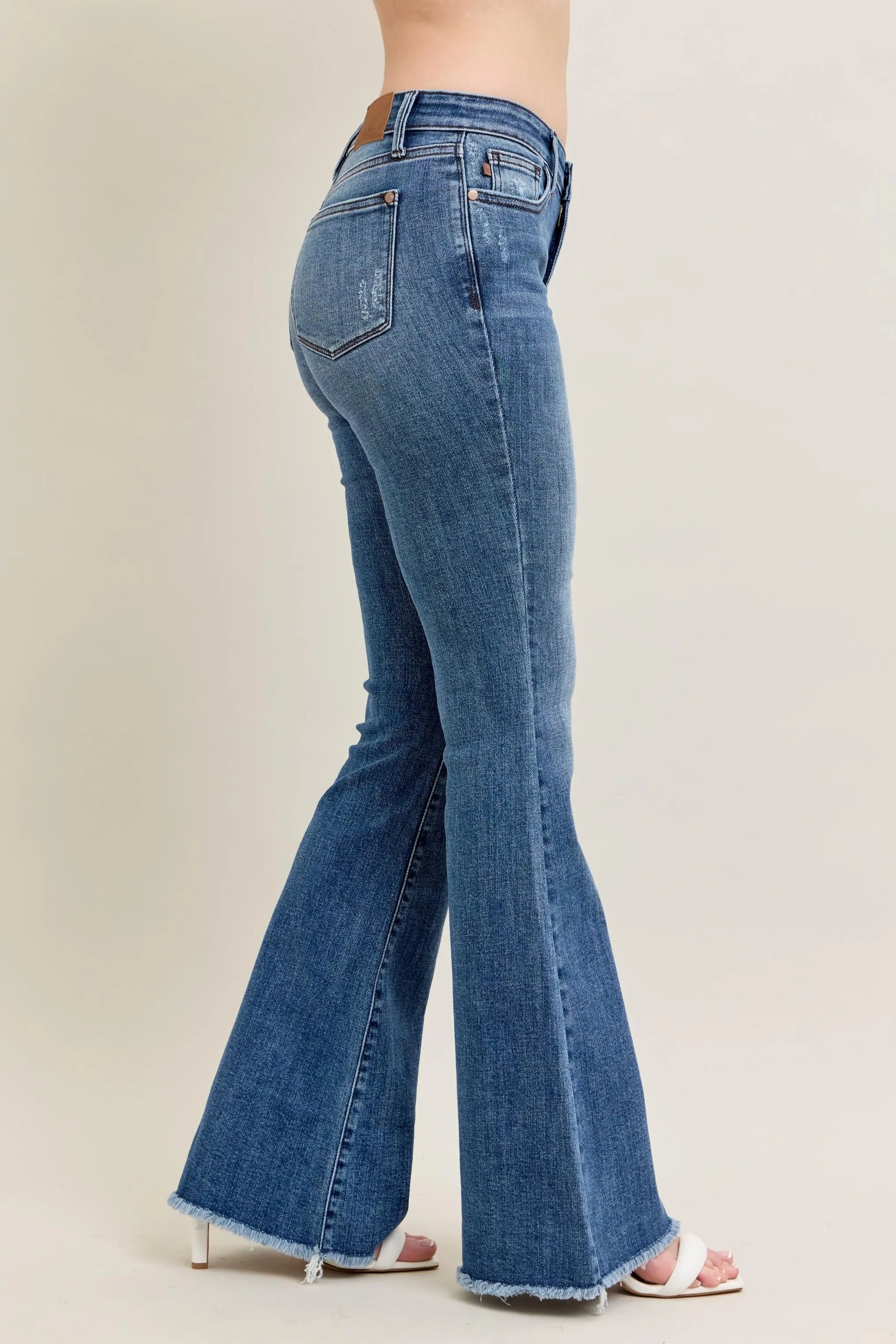 Judy Blue Full Size Mr Vintage Wash Flare Jeans W/ Destroy and Fray Hem Plus Size - Premium Women / Jeans & Denim from Trendsi - Just $69.99! Shop now at Handbags Specialist Headquarter
