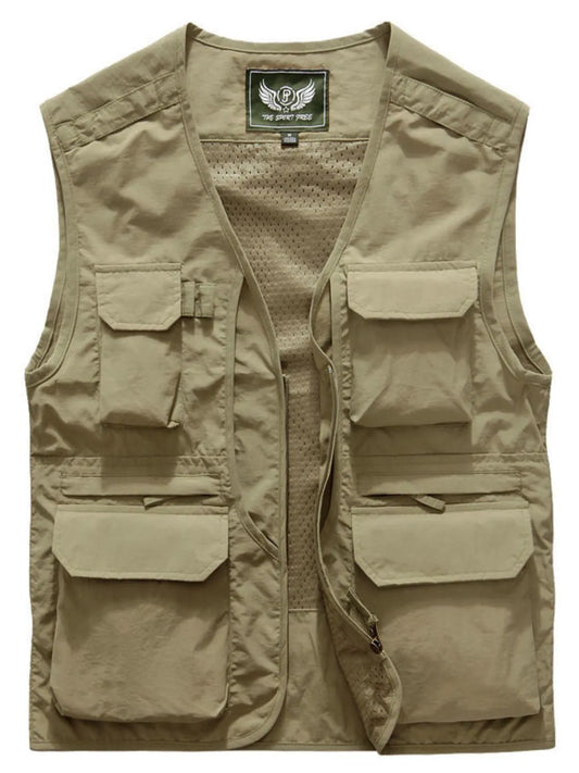 Men's Plus Size Zip Up V-Neck Vest - Premium Men's Zip Up Vest from Trendsi - Just $80.46! Shop now at Handbags Specialist Headquarter