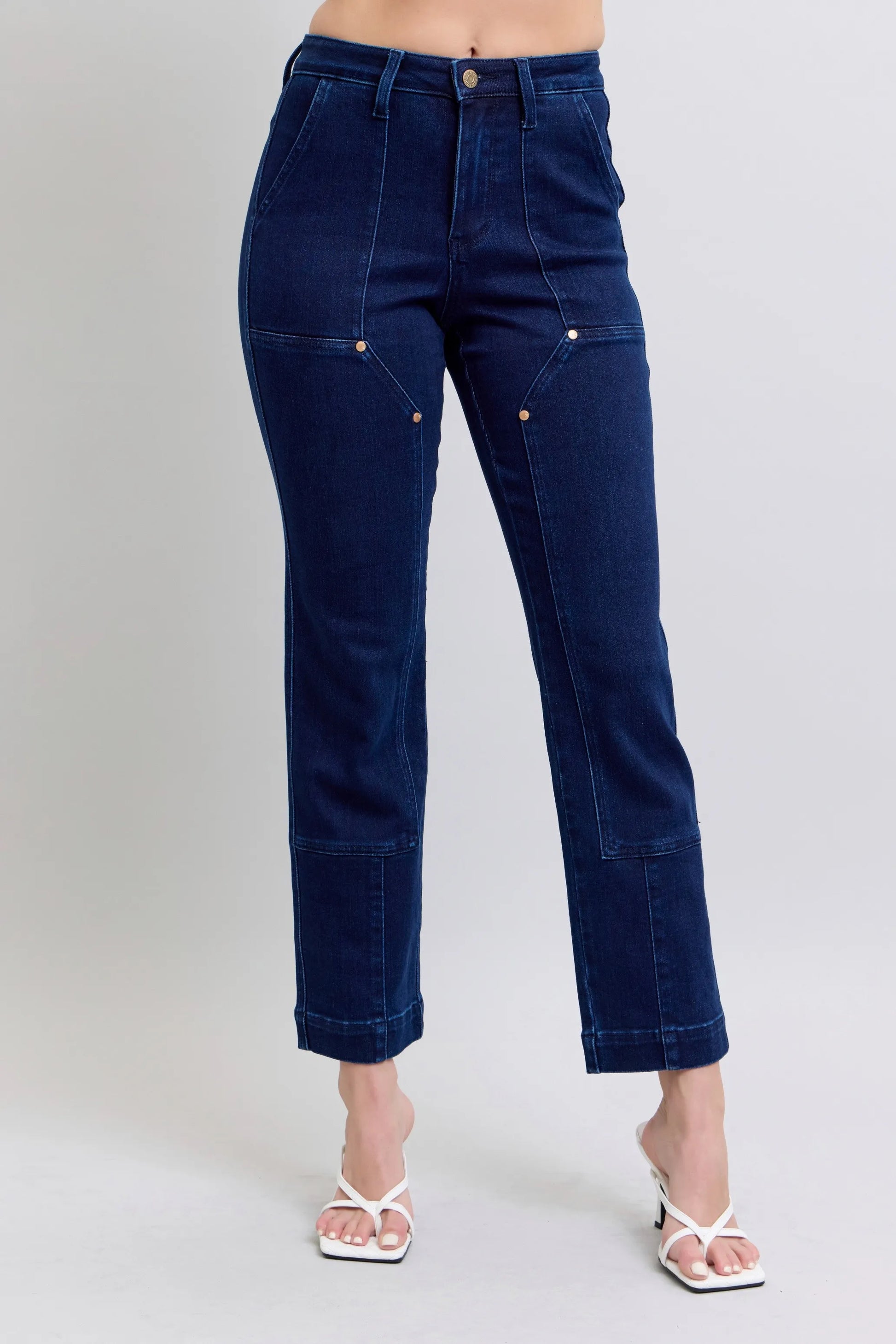 Judy Blue Full Size Hw Work Wear Knee Patch Straight Jeans Plus Size - Premium Women / Jeans & Denim from Trendsi - Just $66.99! Shop now at Handbags Specialist Headquarter
